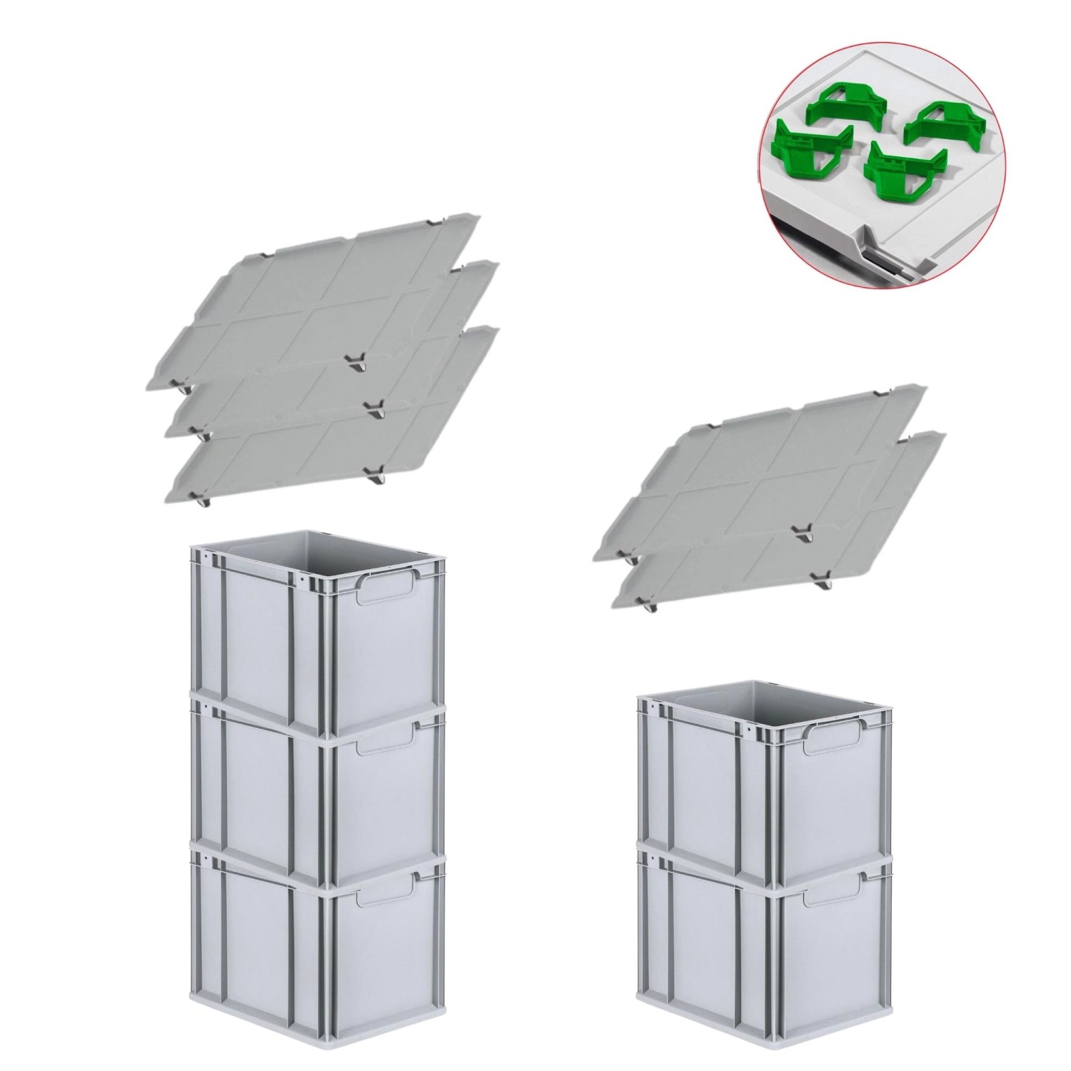 PROREGAL Spar Set 5x Eurobox Nextgen Economy Mit Auflagedeckel & 4x Schiebeschnappverschlüsse Grün Griffe Geschlossen HxBxT 32 x 30 x 40 cm 30 Liter PROREGAL Spar Set 5x Eurobox Nextgen Economy Mit Auflagedeckel & 4x Schiebeschnappverschlüsse Grün Griffe Geschlossen HxBxT 32 x 30 x 40 cm 30 Liter von PROREGAL