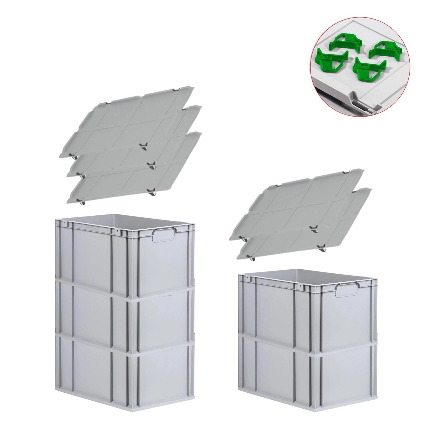 PROREGAL Spar Set 5x Eurobox Nextgen Economy Mit Auflagedeckel & 4x Schiebeschnappverschlüsse Grün Griffe Geschlossen HxBxT 32 x 40 x 60 cm 65 Liter PROREGAL Spar Set 5x Eurobox Nextgen Economy Mit Auflagedeckel & 4x Schiebeschnappverschlüsse Grün Griffe Geschlossen HxBxT 32 x 40 x 60 cm 65 Liter von PROREGAL