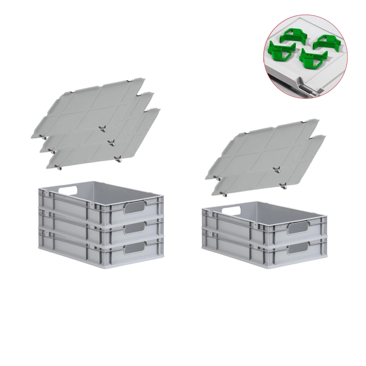 PROREGAL Spar Set 5x Eurobox Nextgen Economy Mit Auflagedeckel & 4x Schiebeschnappverschlüsse Grün Griffe Offen HxBxT 12 x 40 x 60 cm 23 Liter PROREGAL Spar Set 5x Eurobox Nextgen Economy Mit Auflagedeckel & 4x Schiebeschnappverschlüsse Grün Griffe Offen HxBxT 12 x 40 x 60 cm 23 Liter von PROREGAL