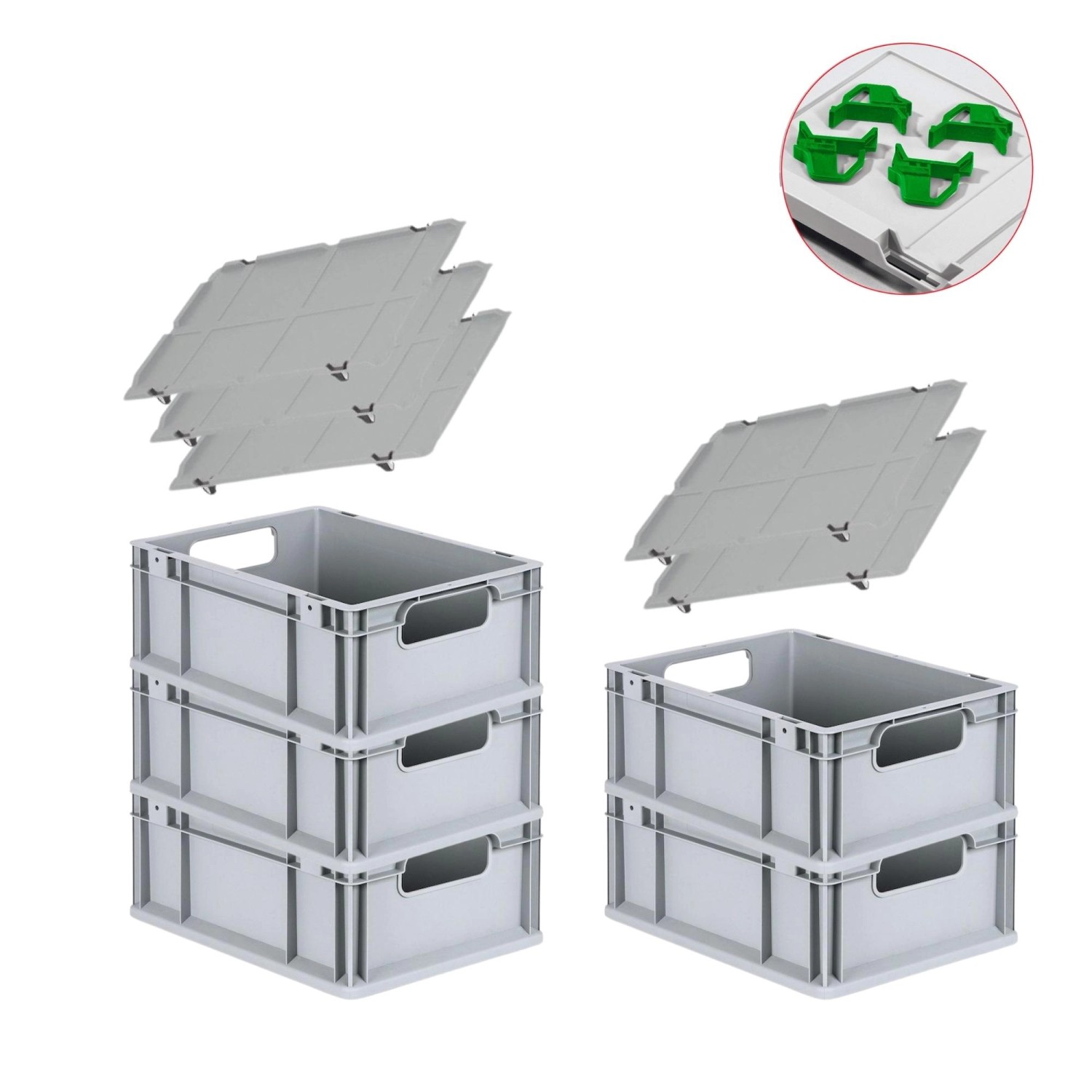 PROREGAL Spar Set 5x Eurobox Nextgen Economy Mit Auflagedeckel & 4x Schiebeschnappverschlüsse Grün Griffe Offen HxBxT 17 x 30 x 40 cm 16 Liter PROREGAL Spar Set 5x Eurobox Nextgen Economy Mit Auflagedeckel & 4x Schiebeschnappverschlüsse Grün Griffe Offen HxBxT 17 x 30 x 40 cm 16 Liter von PROREGAL
