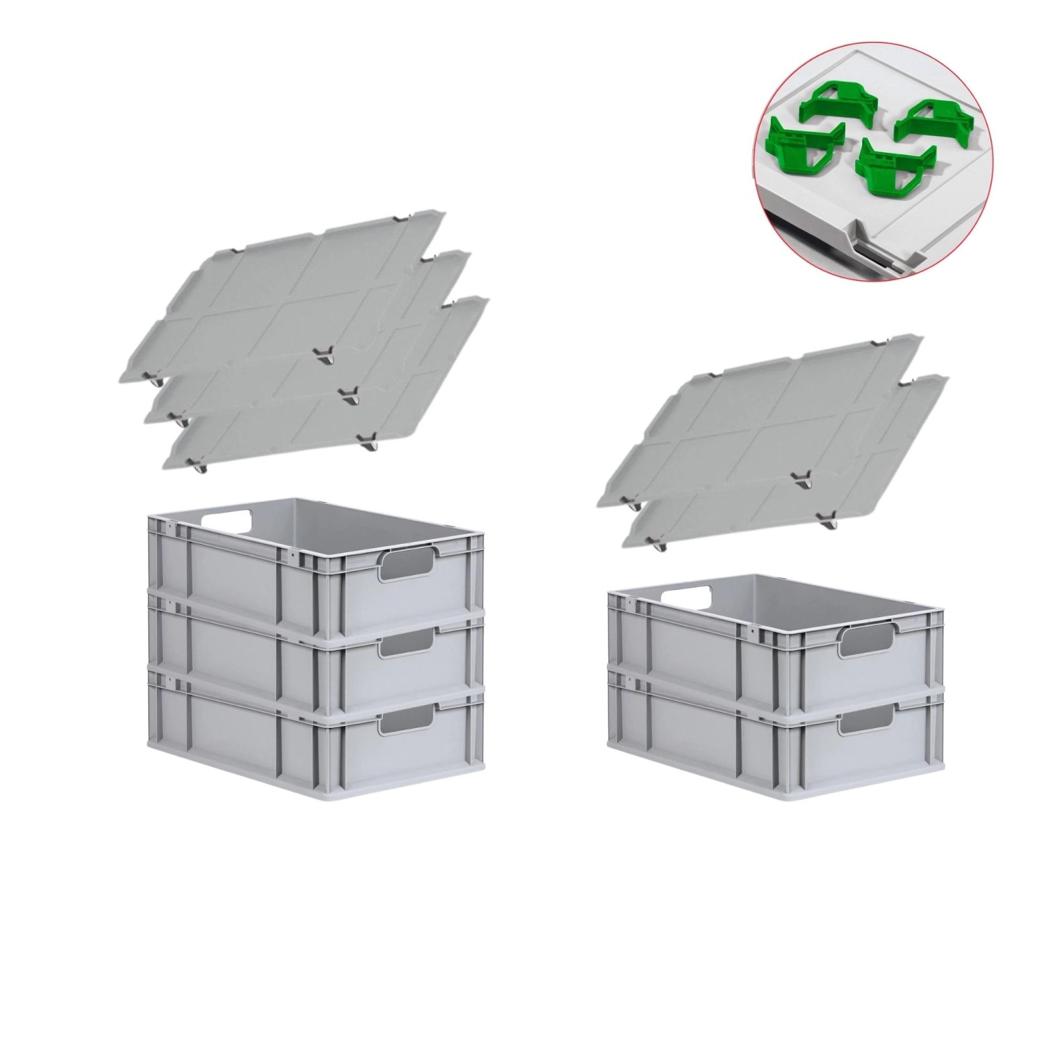 PROREGAL Spar Set 5x Eurobox Nextgen Economy Mit Auflagedeckel & 4x Schiebeschnappverschlüsse Grün Griffe Offen HxBxT 17 x 40 x 60 cm 34 Liter PROREGAL Spar Set 5x Eurobox Nextgen Economy Mit Auflagedeckel & 4x Schiebeschnappverschlüsse Grün Griffe Offen HxBxT 17 x 40 x 60 cm 34 Liter von PROREGAL