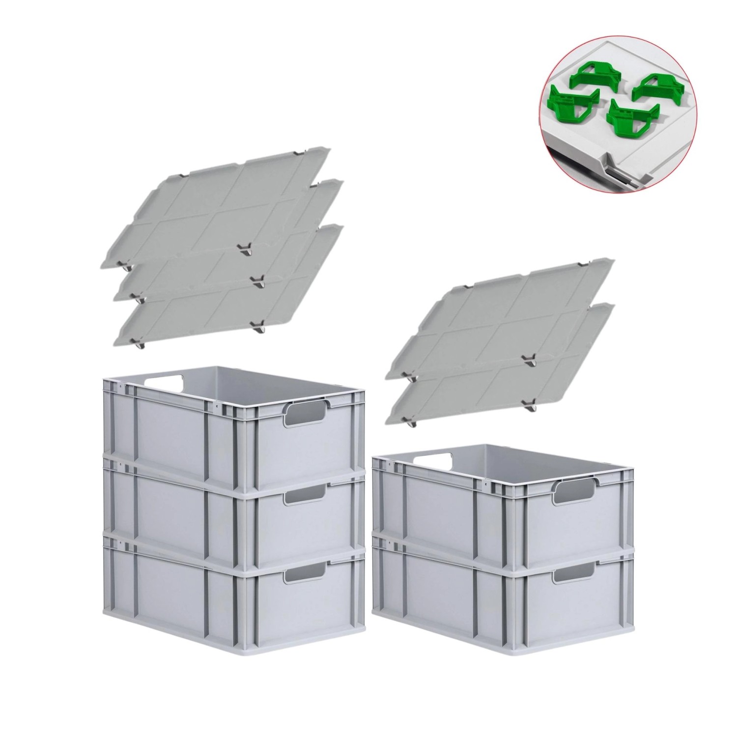 PROREGAL Spar Set 5x Eurobox Nextgen Economy Mit Auflagedeckel & 4x Schiebeschnappverschlüsse Grün Griffe Offen HxBxT 22 x 40 x 60 cm 44 Liter PROREGAL Spar Set 5x Eurobox Nextgen Economy Mit Auflagedeckel & 4x Schiebeschnappverschlüsse Grün Griffe Offen HxBxT 22 x 40 x 60 cm 44 Liter von PROREGAL