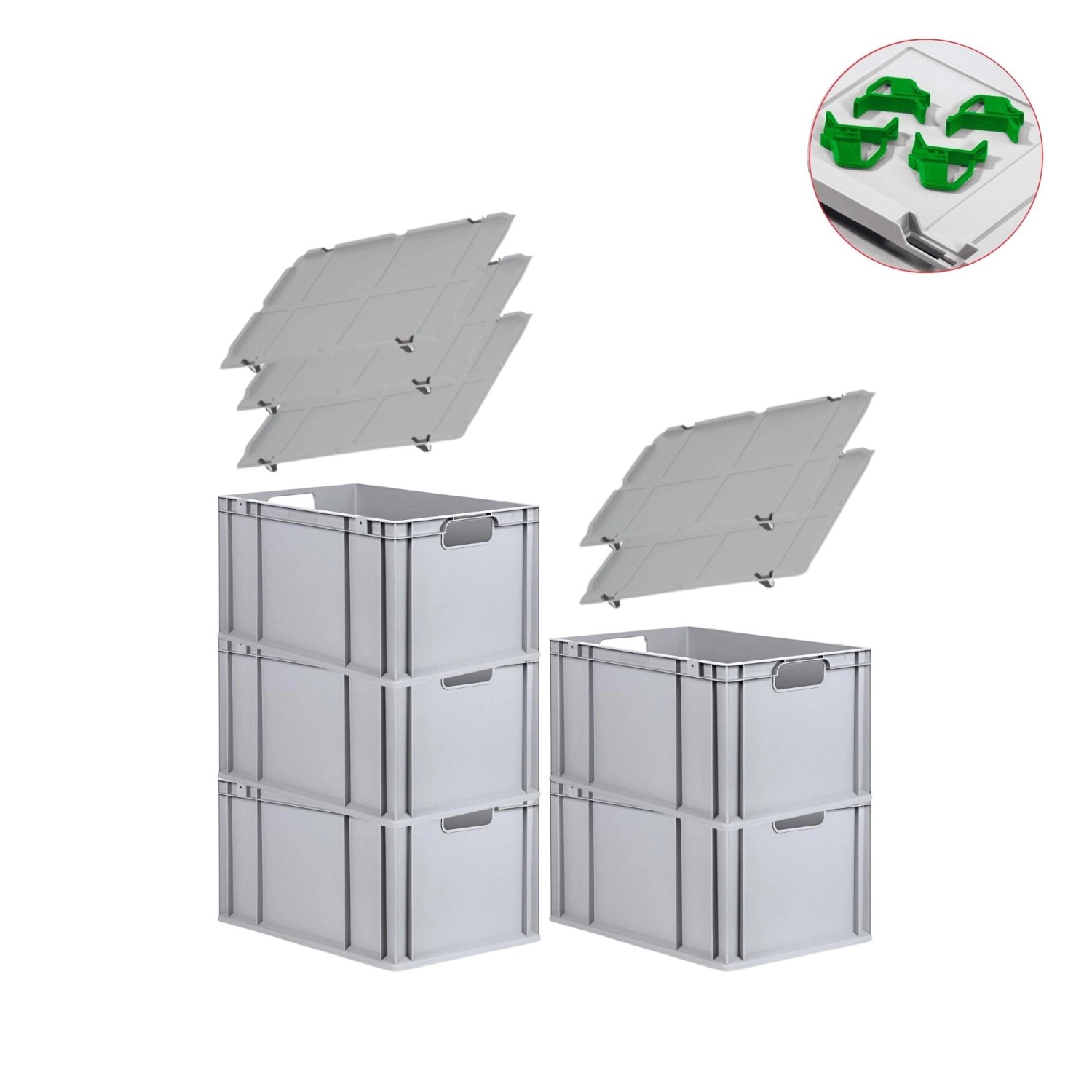 PROREGAL Spar Set 5x Eurobox Nextgen Economy Mit Auflagedeckel & 4x Schiebeschnappverschlüsse Grün Griffe Offen HxBxT 32 x 40 x 60 cm 65 Liter PROREGAL Spar Set 5x Eurobox Nextgen Economy Mit Auflagedeckel & 4x Schiebeschnappverschlüsse Grün Griffe Offen HxBxT 32 x 40 x 60 cm 65 Liter von PROREGAL
