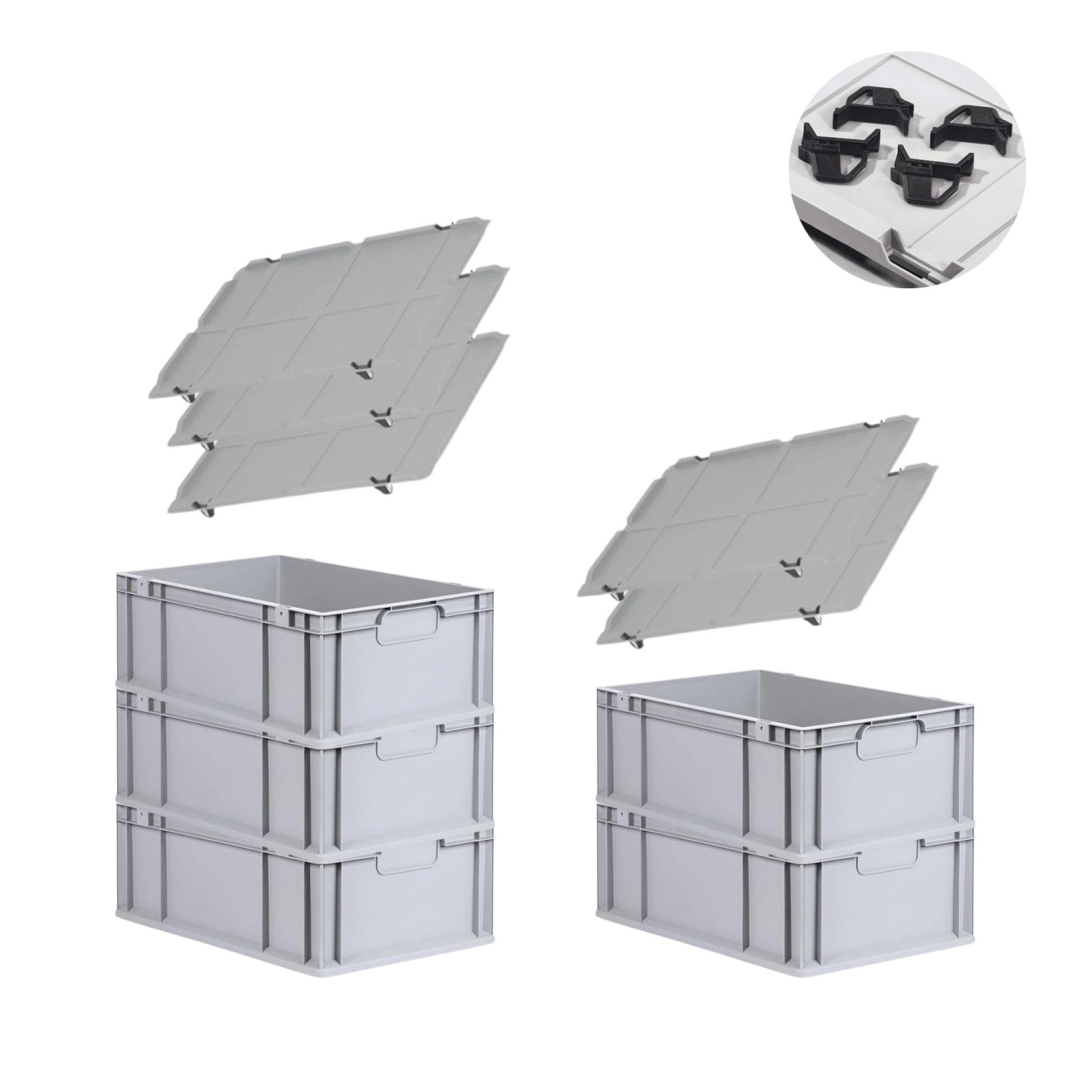 PROREGAL Spar Set 5x Eurobox Nextgen Economy Mit Auflagedeckel & 4x Schiebeschnappverschlüsse Schwarz Griffe Geschlossen HxBxT 22 x 40 x 60 cm PROREGAL Spar Set 5x Eurobox Nextgen Economy Mit Auflagedeckel & 4x Schiebeschnappverschlüsse Schwarz Griffe Geschlossen HxBxT 22 x 40 x 60 cm von PROREGAL