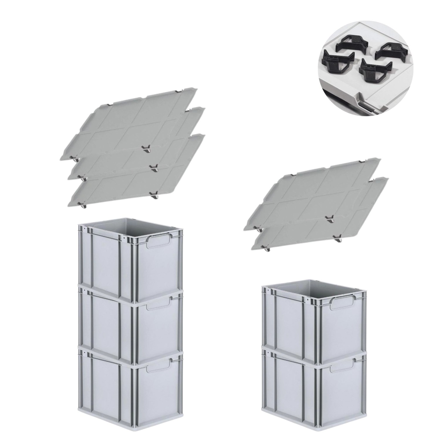 PROREGAL Spar Set 5x Eurobox Nextgen Economy Mit Auflagedeckel & 4x Schiebeschnappverschlüsse Schwarz Griffe Geschlossen HxBxT 32 x 30 x 40 cm PROREGAL Spar Set 5x Eurobox Nextgen Economy Mit Auflagedeckel & 4x Schiebeschnappverschlüsse Schwarz Griffe Geschlossen HxBxT 32 x 30 x 40 cm von PROREGAL