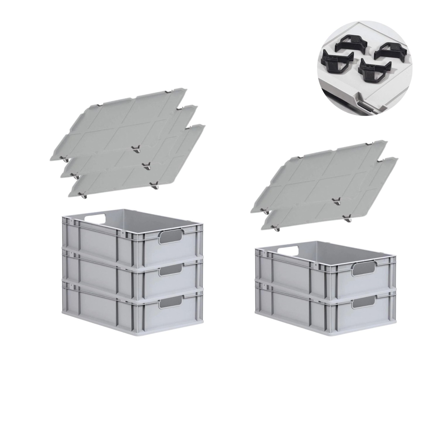 PROREGAL Spar Set 5x Eurobox Nextgen Economy Mit Auflagedeckel & 4x Schiebeschnappverschlüsse Schwarz Griffe Offen HxBxT 17 x 40 x 60 cm 34 Liter PROREGAL Spar Set 5x Eurobox Nextgen Economy Mit Auflagedeckel & 4x Schiebeschnappverschlüsse Schwarz Griffe Offen HxBxT 17 x 40 x 60 cm 34 Liter von PROREGAL