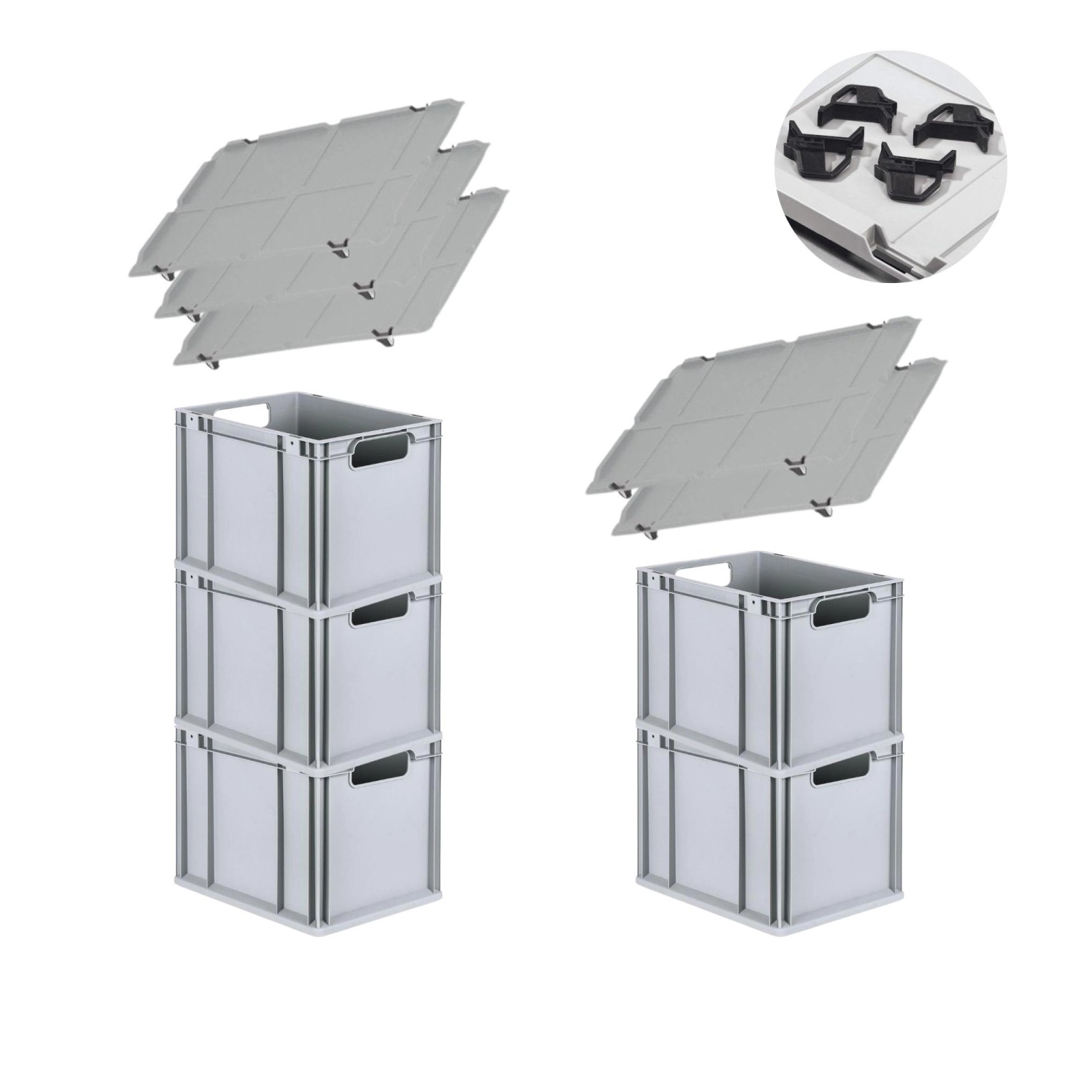 PROREGAL Spar Set 5x Eurobox Nextgen Economy Mit Auflagedeckel & 4x Schiebeschnappverschlüsse Schwarz Griffe Offen HxBxT 32 x 30 x 40 cm 30 Liter PROREGAL Spar Set 5x Eurobox Nextgen Economy Mit Auflagedeckel & 4x Schiebeschnappverschlüsse Schwarz Griffe Offen HxBxT 32 x 30 x 40 cm 30 Liter von PROREGAL