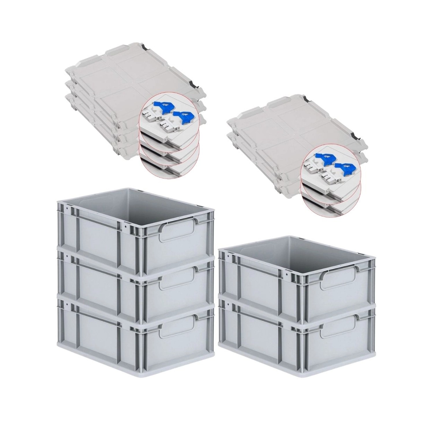 PROREGAL Spar Set 5x Eurobox Nextgen Economy Mit Scharnierdeckel & Blauen Schiebeschnappverschlüsse Griffe Geschlossen HxBxT 17 x 30 x 40 cm 16 Liter PROREGAL Spar Set 5x Eurobox Nextgen Economy Mit Scharnierdeckel & Blauen Schiebeschnappverschlüsse Griffe Geschlossen HxBxT 17 x 30 x 40 cm 16 Liter von PROREGAL