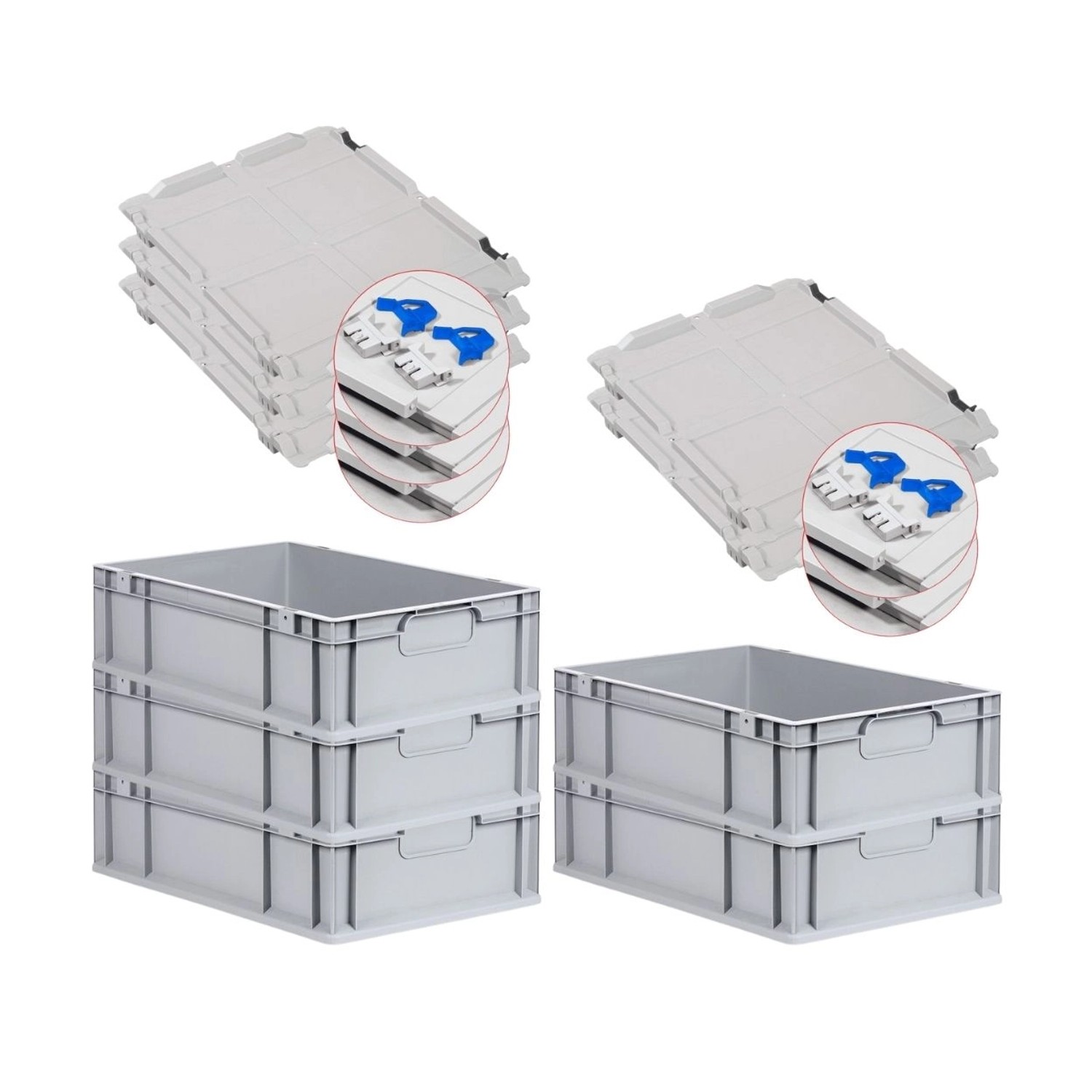 PROREGAL Spar Set 5x Eurobox Nextgen Economy Mit Scharnierdeckel & Blauen Schiebeschnappverschlüsse Griffe Geschlossen HxBxT 17 x 40 x 60 cm 34 Liter PROREGAL Spar Set 5x Eurobox Nextgen Economy Mit Scharnierdeckel & Blauen Schiebeschnappverschlüsse Griffe Geschlossen HxBxT 17 x 40 x 60 cm 34 Liter von PROREGAL