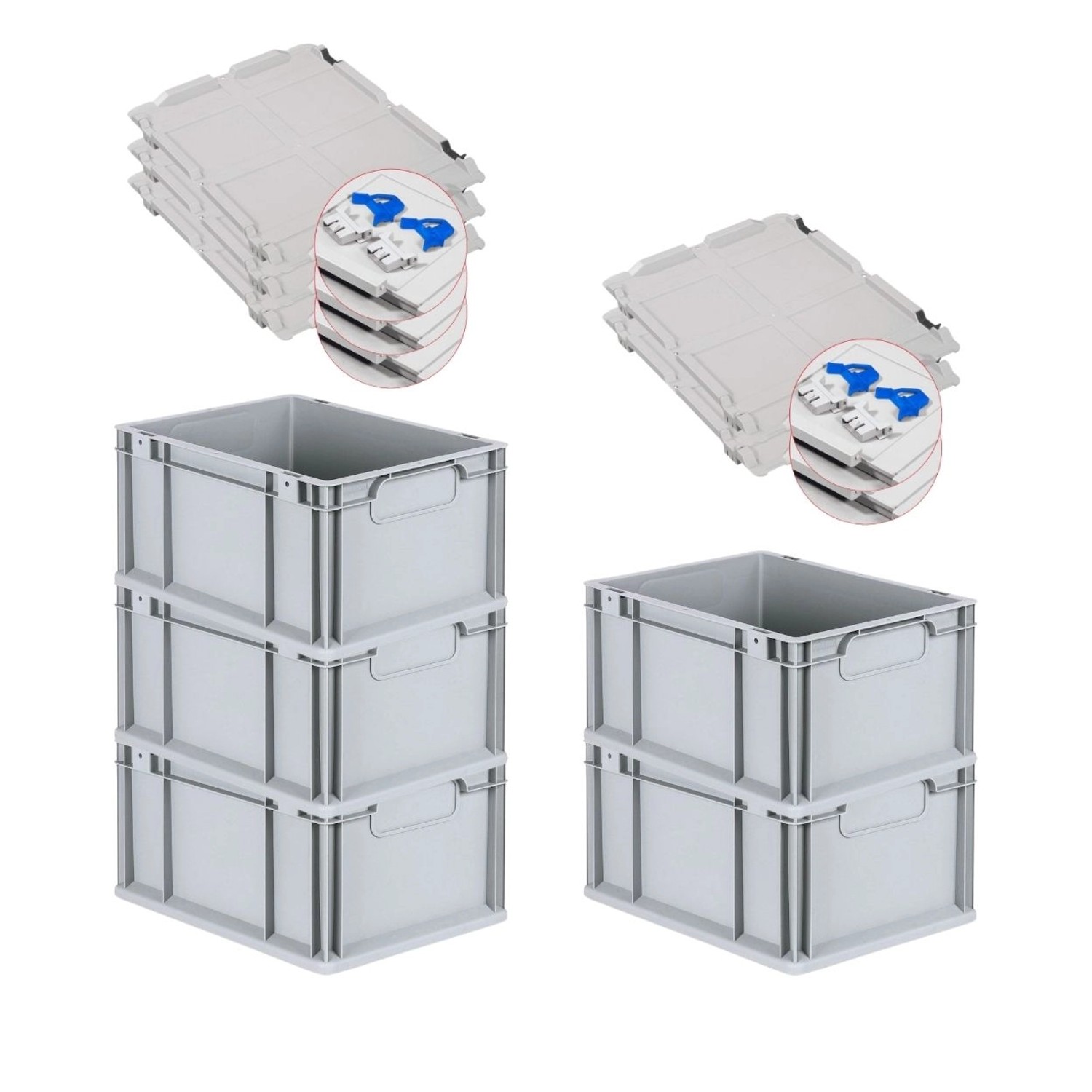 PROREGAL Spar Set 5x Eurobox Nextgen Economy Mit Scharnierdeckel & Blauen Schiebeschnappverschlüsse Griffe Geschlossen HxBxT 22 x 30 x 40 cm 20 Liter PROREGAL Spar Set 5x Eurobox Nextgen Economy Mit Scharnierdeckel & Blauen Schiebeschnappverschlüsse Griffe Geschlossen HxBxT 22 x 30 x 40 cm 20 Liter von PROREGAL