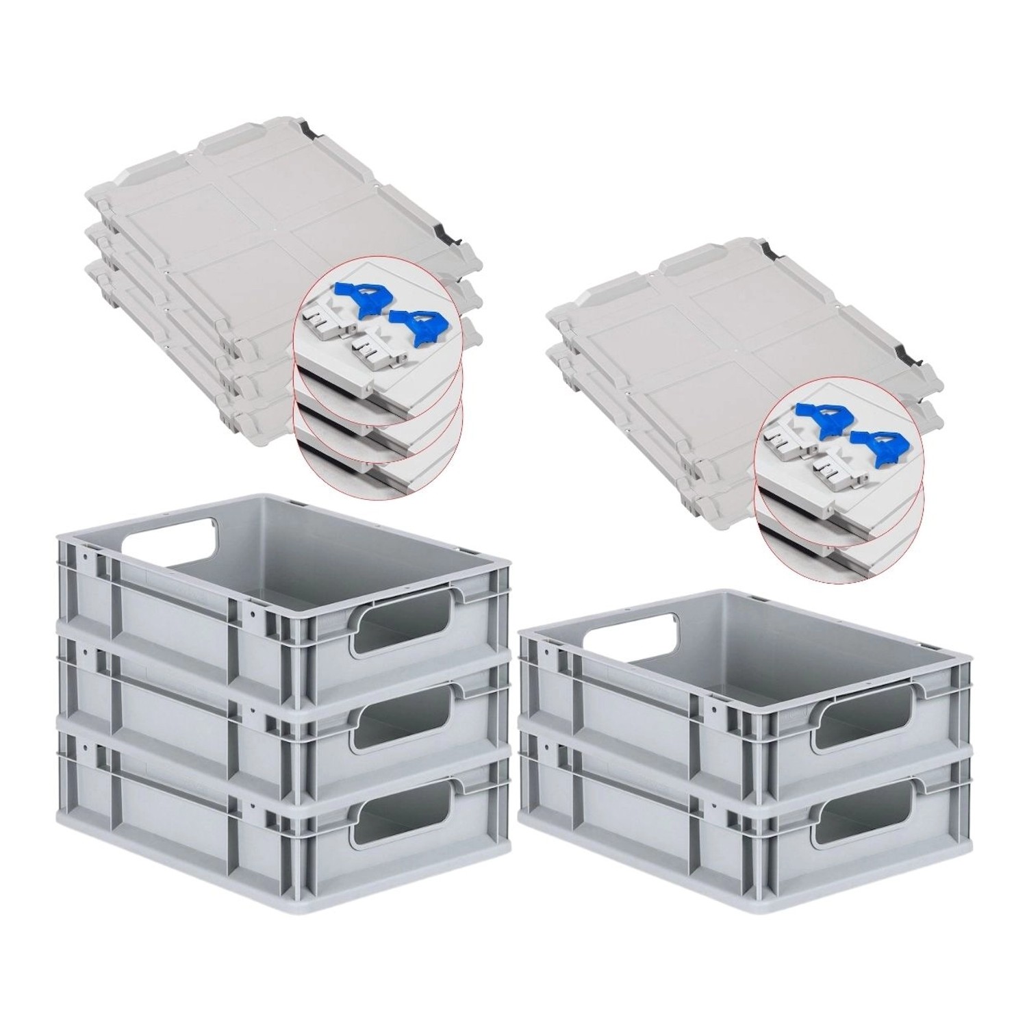 PROREGAL Spar Set 5x Eurobox Nextgen Economy Mit Scharnierdeckel & Blauen Schiebeschnappverschlüssen Griffe Offen HxBxT 12 x 30 x 40 cm 11 Liter PROREGAL Spar Set 5x Eurobox Nextgen Economy Mit Scharnierdeckel & Blauen Schiebeschnappverschlüssen Griffe Offen HxBxT 12 x 30 x 40 cm 11 Liter von PROREGAL