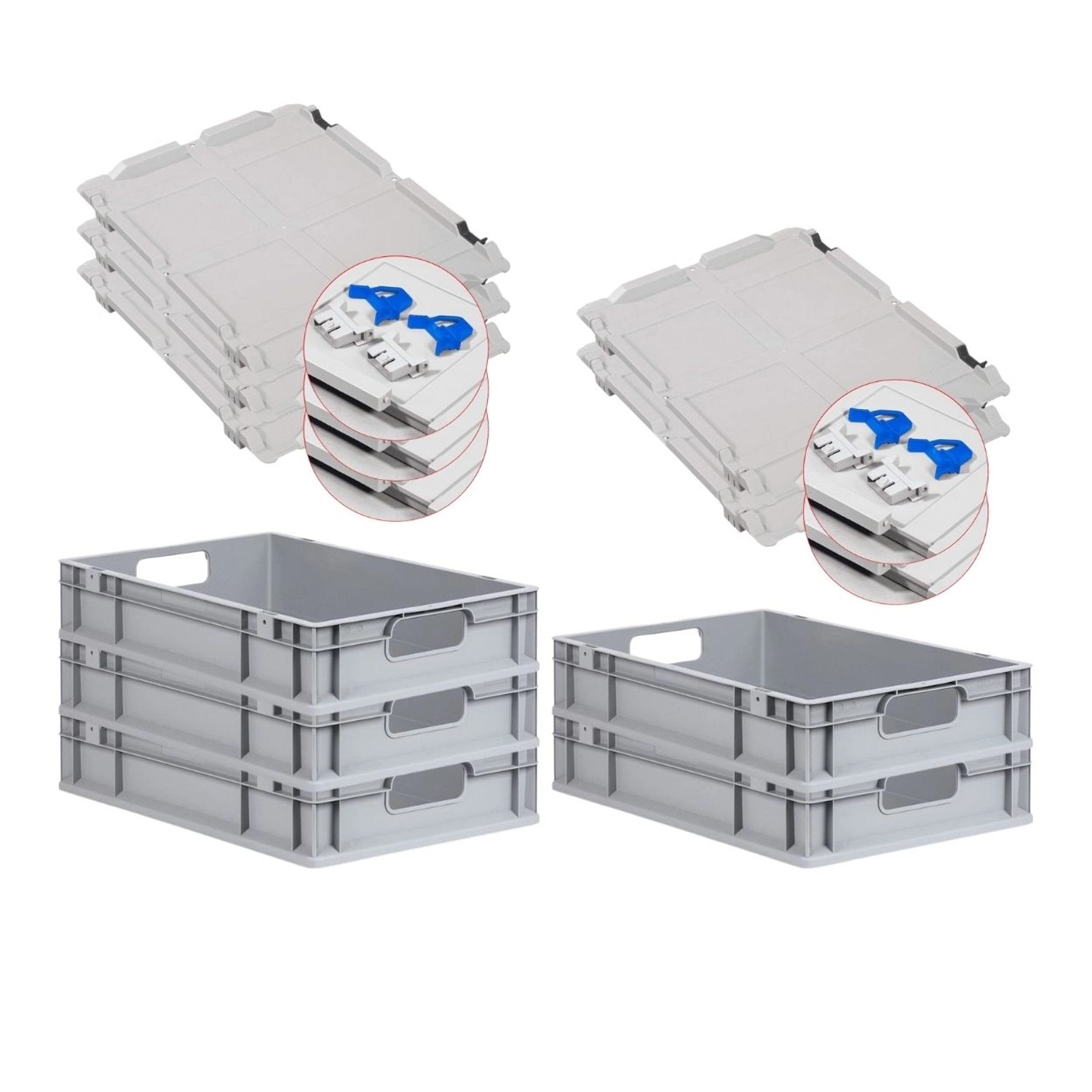 PROREGAL Spar Set 5x Eurobox Nextgen Economy Mit Scharnierdeckel & Blauen Schiebeschnappverschlüssen Griffe Offen HxBxT 12 x 40 x 60 cm 23 Liter PROREGAL Spar Set 5x Eurobox Nextgen Economy Mit Scharnierdeckel & Blauen Schiebeschnappverschlüssen Griffe Offen HxBxT 12 x 40 x 60 cm 23 Liter von PROREGAL