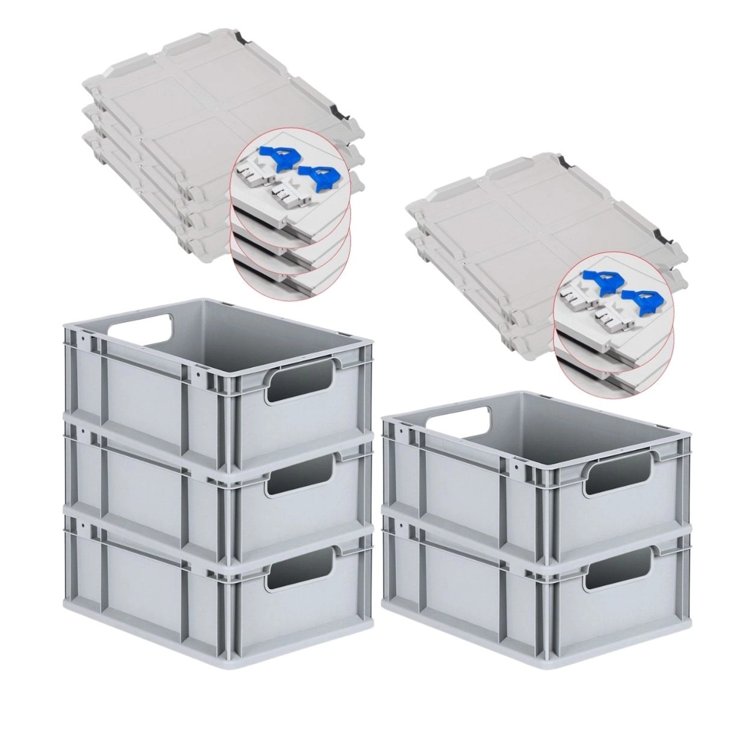PROREGAL Spar Set 5x Eurobox Nextgen Economy Mit Scharnierdeckel & Blauen Schiebeschnappverschlüssen Griffe Offen HxBxT 17 x 30 x 40 cm 16 Liter PROREGAL Spar Set 5x Eurobox Nextgen Economy Mit Scharnierdeckel & Blauen Schiebeschnappverschlüssen Griffe Offen HxBxT 17 x 30 x 40 cm 16 Liter von PROREGAL
