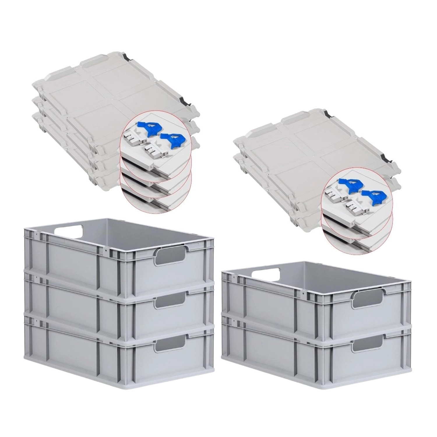 PROREGAL Spar Set 5x Eurobox Nextgen Economy Mit Scharnierdeckel & Blauen Schiebeschnappverschlüssen Griffe Offen HxBxT 17 x 40 x 60 cm 34 Liter PROREGAL Spar Set 5x Eurobox Nextgen Economy Mit Scharnierdeckel & Blauen Schiebeschnappverschlüssen Griffe Offen HxBxT 17 x 40 x 60 cm 34 Liter von PROREGAL