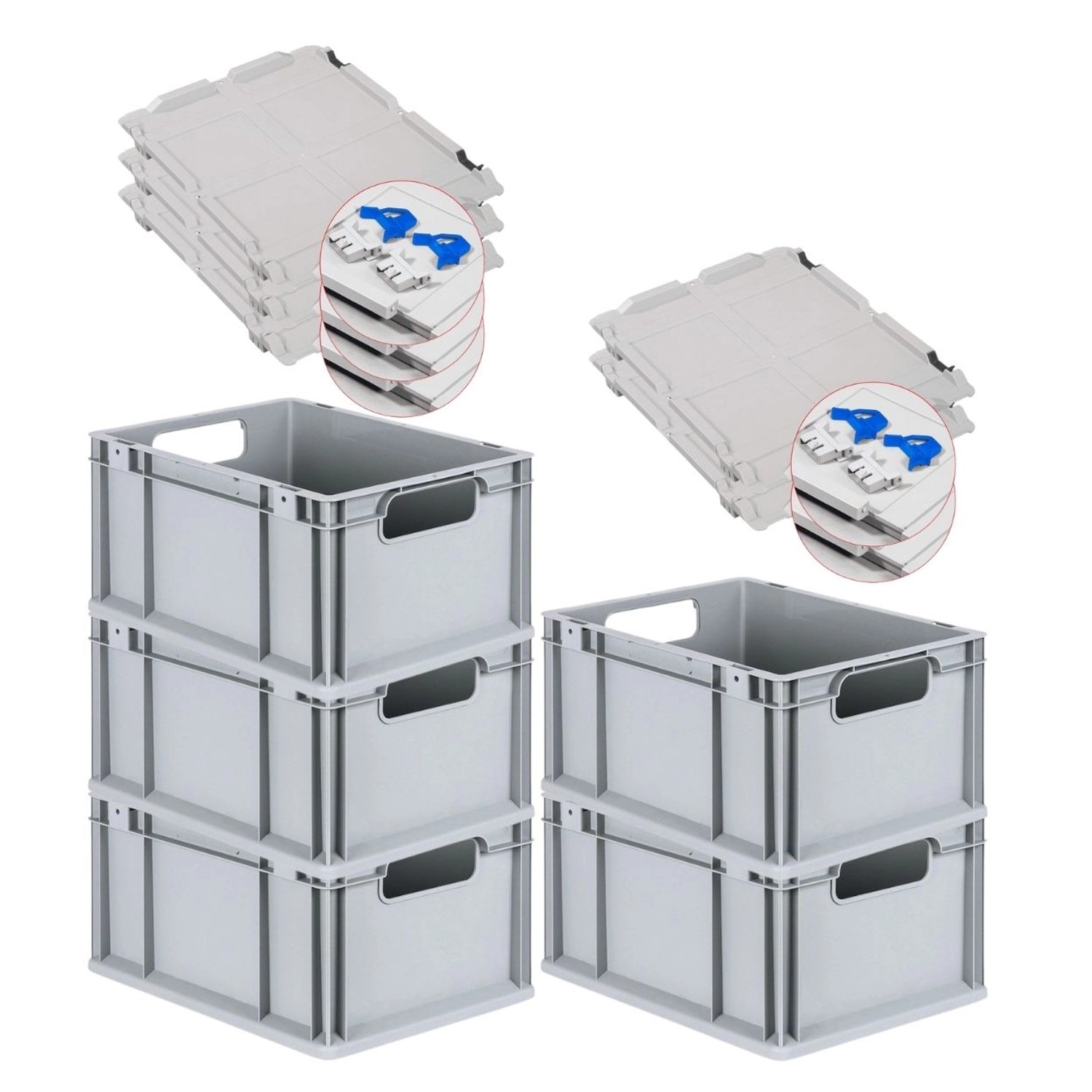 PROREGAL Spar Set 5x Eurobox Nextgen Economy Mit Scharnierdeckel & Blauen Schiebeschnappverschlüssen Griffe Offen HxBxT 22 x 30 x 40 cm 20 Liter PROREGAL Spar Set 5x Eurobox Nextgen Economy Mit Scharnierdeckel & Blauen Schiebeschnappverschlüssen Griffe Offen HxBxT 22 x 30 x 40 cm 20 Liter von PROREGAL