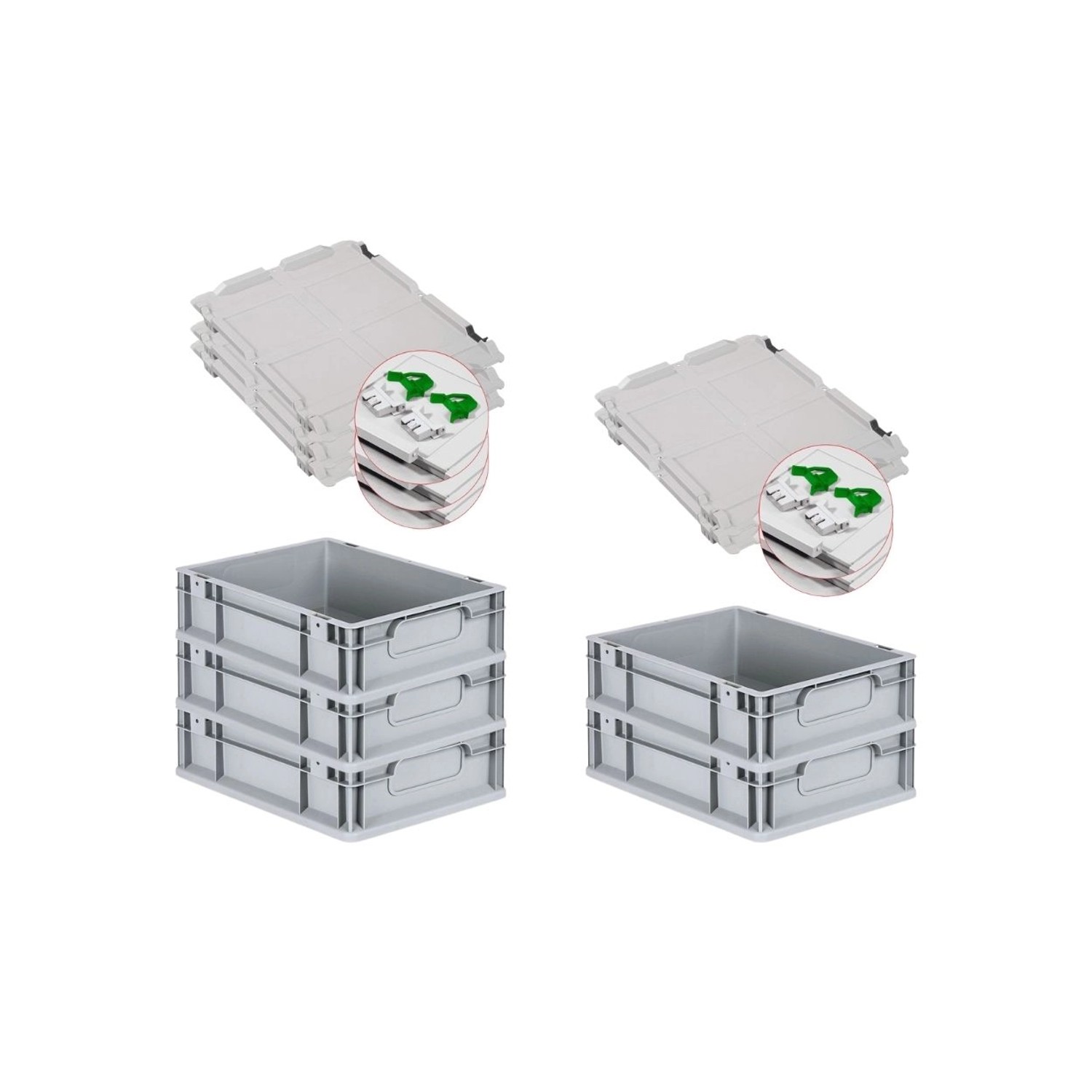 PROREGAL Spar Set 5x Eurobox Nextgen Economy Mit Scharnierdeckel & Grünen Schiebeschnappverschlüsse Griffe Geschlossen HxBxT 12 x 30 x 40 cm 11 Liter PROREGAL Spar Set 5x Eurobox Nextgen Economy Mit Scharnierdeckel & Grünen Schiebeschnappverschlüsse Griffe Geschlossen HxBxT 12 x 30 x 40 cm 11 Liter von PROREGAL
