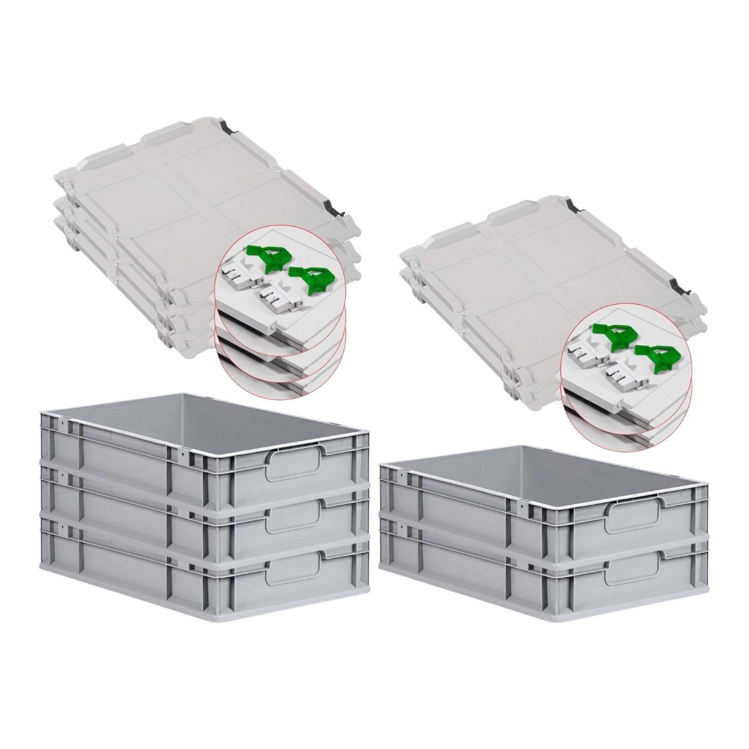 PROREGAL Spar Set 5x Eurobox Nextgen Economy Mit Scharnierdeckel & Grünen Schiebeschnappverschlüsse Griffe Geschlossen HxBxT 12 x 40 x 60 cm 23 Liter PROREGAL Spar Set 5x Eurobox Nextgen Economy Mit Scharnierdeckel & Grünen Schiebeschnappverschlüsse Griffe Geschlossen HxBxT 12 x 40 x 60 cm 23 Liter von PROREGAL