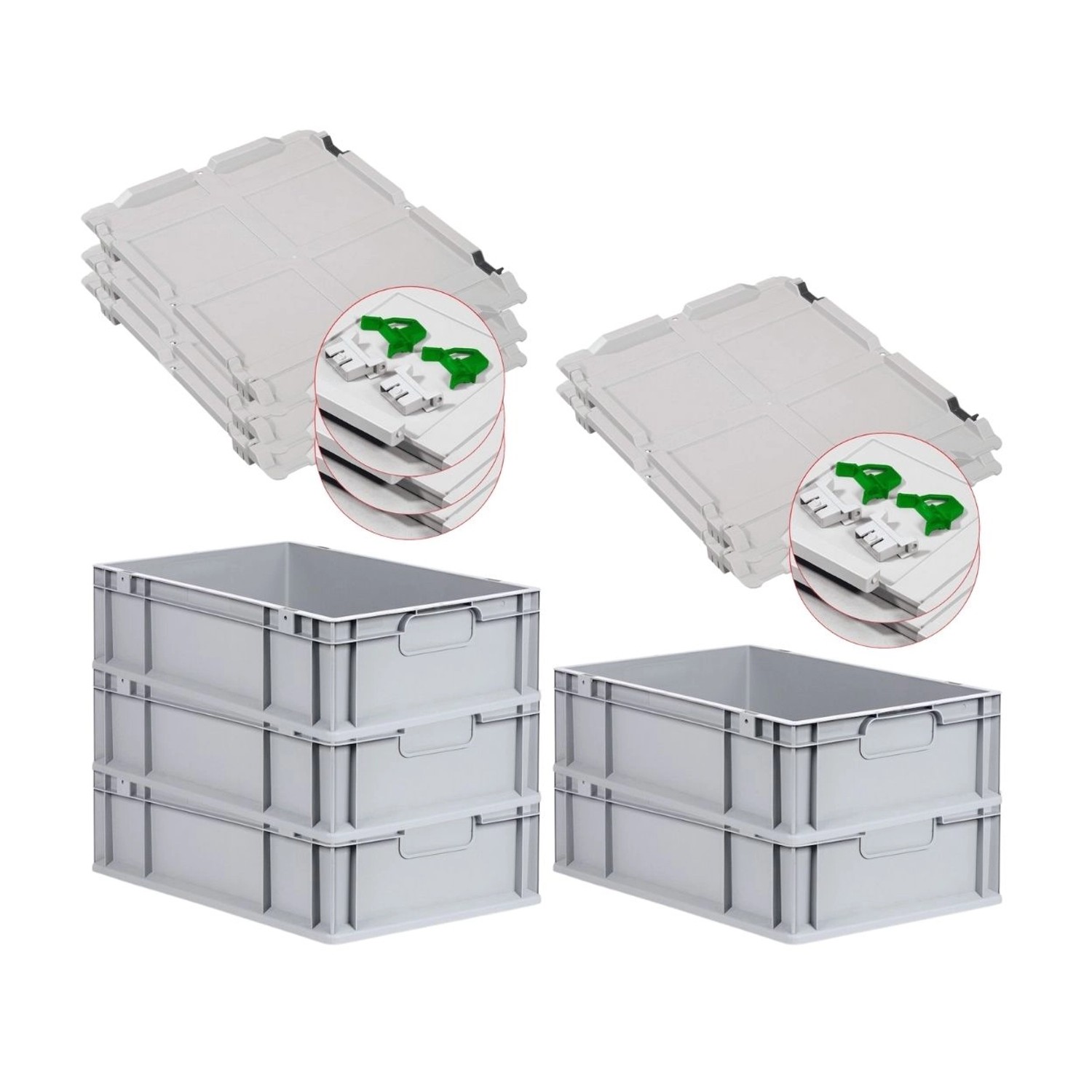 PROREGAL Spar Set 5x Eurobox Nextgen Economy Mit Scharnierdeckel & Grünen Schiebeschnappverschlüsse Griffe Geschlossen HxBxT 17 x 40 x 60 cm 34 Liter PROREGAL Spar Set 5x Eurobox Nextgen Economy Mit Scharnierdeckel & Grünen Schiebeschnappverschlüsse Griffe Geschlossen HxBxT 17 x 40 x 60 cm 34 Liter von PROREGAL
