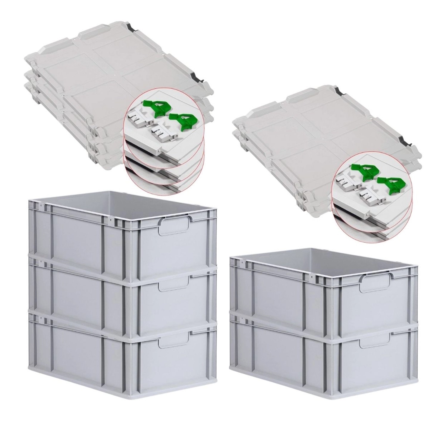 PROREGAL Spar Set 5x Eurobox Nextgen Economy Mit Scharnierdeckel & Grünen Schiebeschnappverschlüsse Griffe Geschlossen HxBxT 22 x 40 x 60 cm 44 Liter PROREGAL Spar Set 5x Eurobox Nextgen Economy Mit Scharnierdeckel & Grünen Schiebeschnappverschlüsse Griffe Geschlossen HxBxT 22 x 40 x 60 cm 44 Liter von PROREGAL