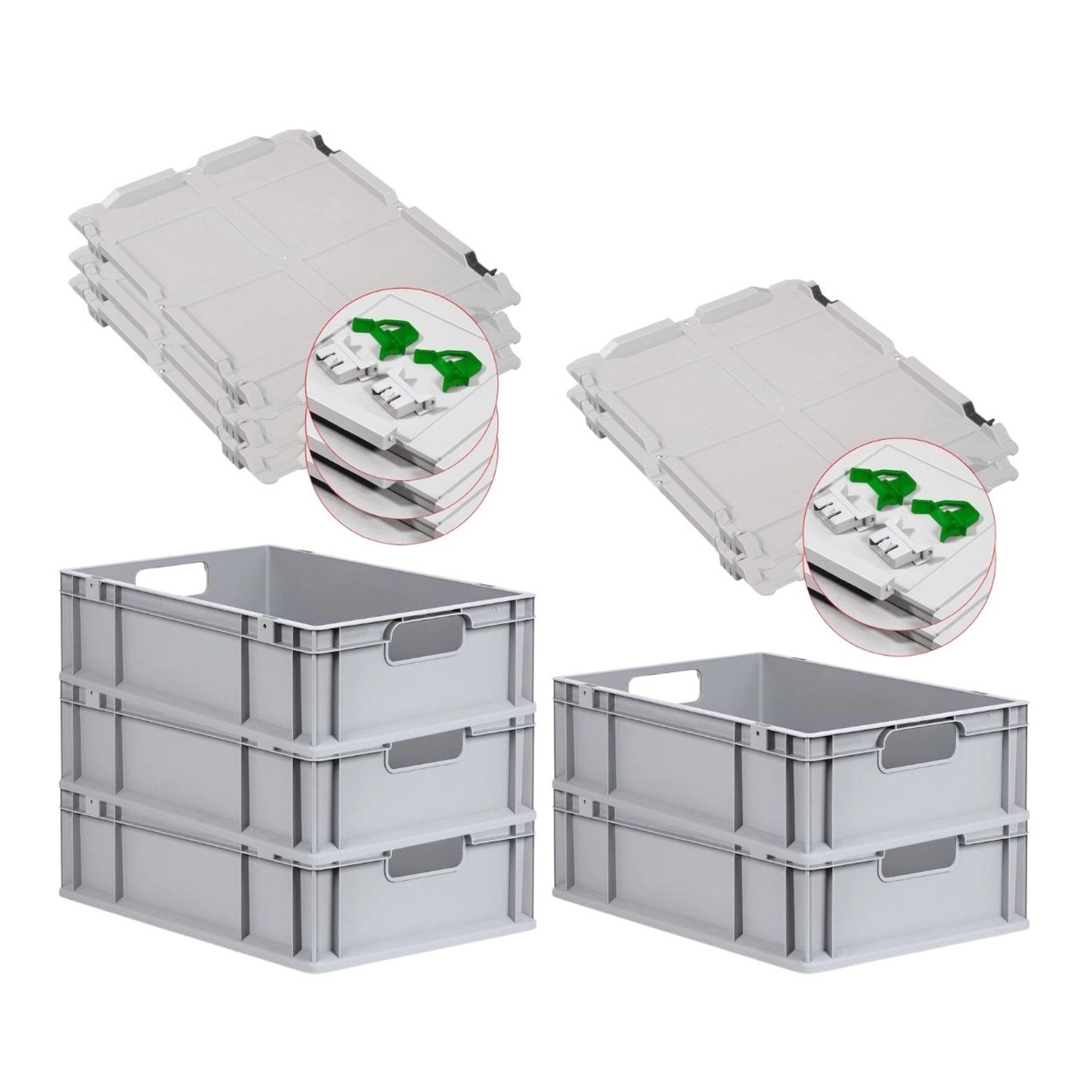 PROREGAL Spar Set 5x Eurobox Nextgen Economy Mit Scharnierdeckel & Grünen Schiebeschnappverschlüssen Griffe Offen HxBxT 17 x 40 x 60 cm 34 Liter PROREGAL Spar Set 5x Eurobox Nextgen Economy Mit Scharnierdeckel & Grünen Schiebeschnappverschlüssen Griffe Offen HxBxT 17 x 40 x 60 cm 34 Liter von PROREGAL