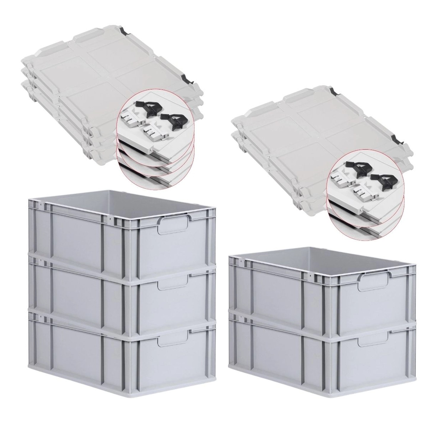 PROREGAL Spar Set 5x Eurobox Nextgen Economy Mit Scharnierdeckel & Schwarzen Schiebeschnappverschlüssen Griffe Geschlossen HxBxT 22 x 40 x 60 cm PROREGAL Spar Set 5x Eurobox Nextgen Economy Mit Scharnierdeckel & Schwarzen Schiebeschnappverschlüssen Griffe Geschlossen HxBxT 22 x 40 x 60 cm von PROREGAL