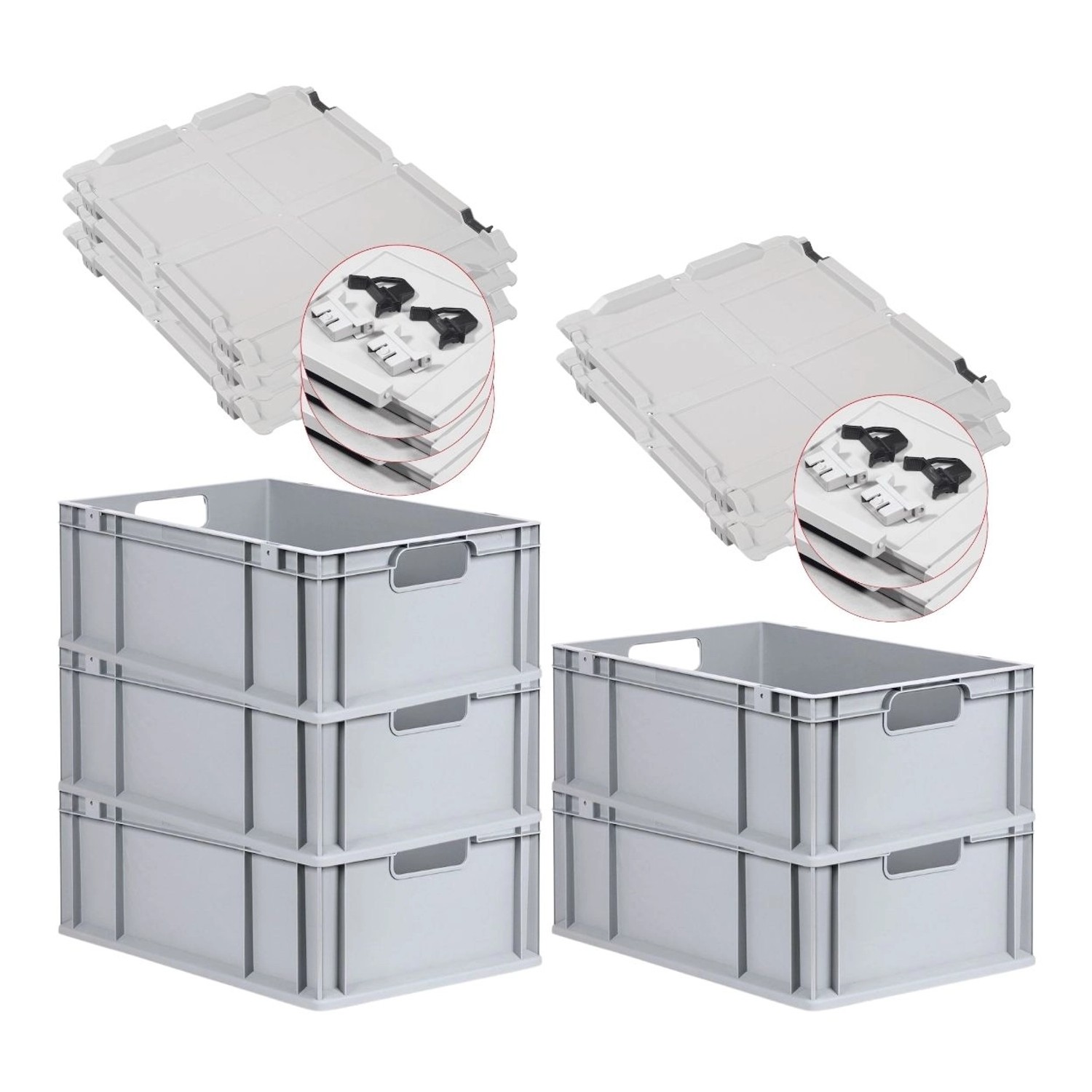PROREGAL Spar Set 5x Eurobox Nextgen Economy Mit Scharnierdeckel & Schwarzen Schiebeschnappverschlüssen Griffe Offen HxBxT 22 x 40 x 60 cm 44 Liter PROREGAL Spar Set 5x Eurobox Nextgen Economy Mit Scharnierdeckel & Schwarzen Schiebeschnappverschlüssen Griffe Offen HxBxT 22 x 40 x 60 cm 44 Liter von PROREGAL
