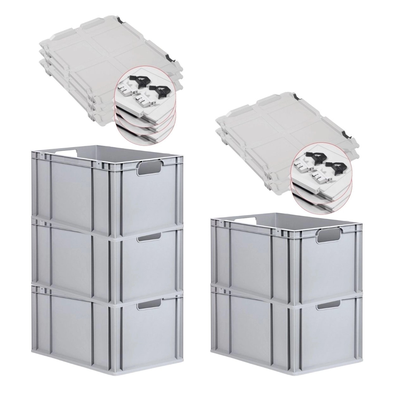 PROREGAL Spar Set 5x Eurobox Nextgen Economy Mit Scharnierdeckel & Schwarzen Schiebeschnappverschlüssen Griffe Offen HxBxT 32 x 40 x 60 cm 65 Liter PROREGAL Spar Set 5x Eurobox Nextgen Economy Mit Scharnierdeckel & Schwarzen Schiebeschnappverschlüssen Griffe Offen HxBxT 32 x 40 x 60 cm 65 Liter von PROREGAL