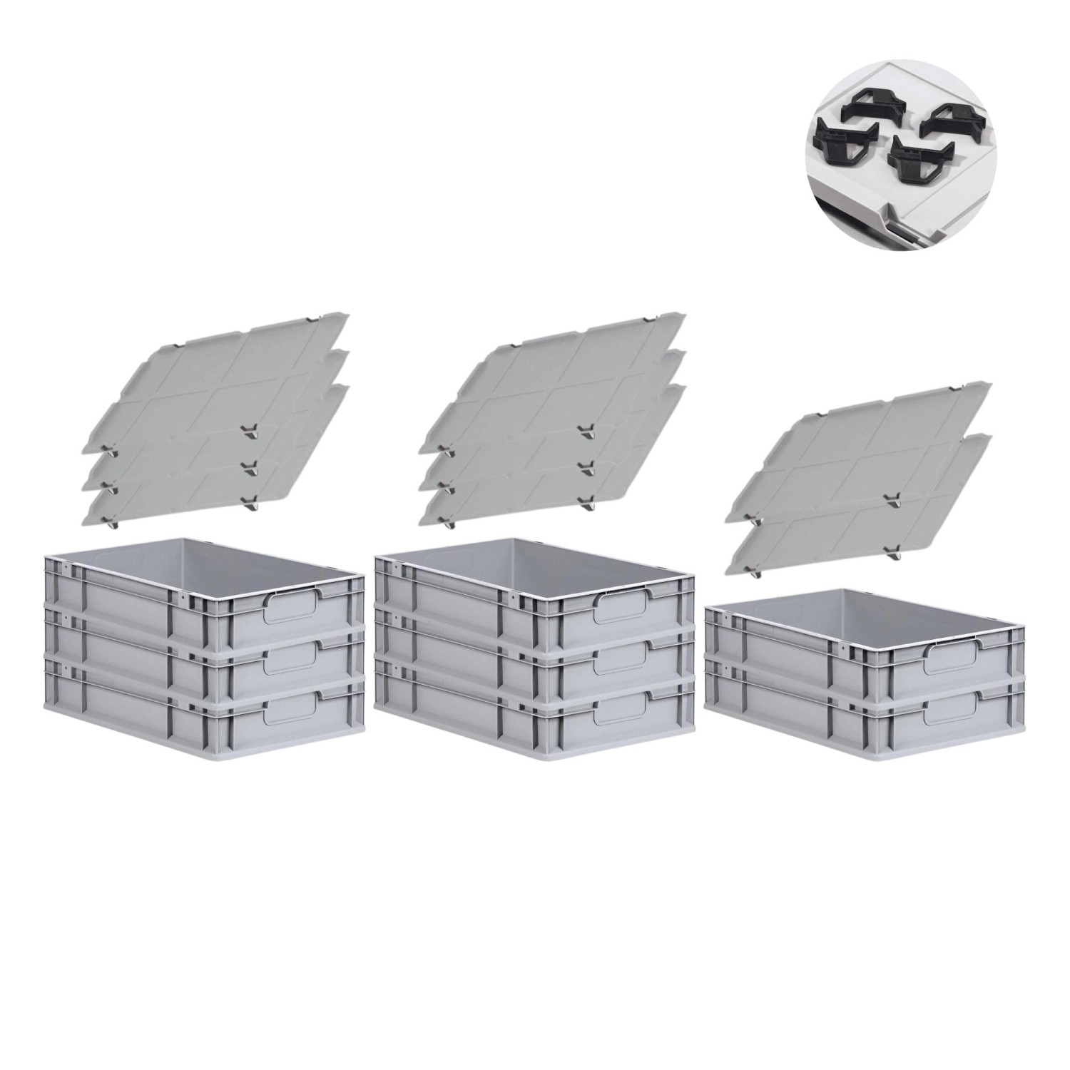 PROREGAL Spar Set 8x Eurobox Nextgen Economy Mit Auflagedeckel & 4x Schiebeschnappverschlüsse Schwarz Griffe Geschlossen HxBxT 12 x 40 x 60 cm PROREGAL Spar Set 8x Eurobox Nextgen Economy Mit Auflagedeckel & 4x Schiebeschnappverschlüsse Schwarz Griffe Geschlossen HxBxT 12 x 40 x 60 cm von PROREGAL