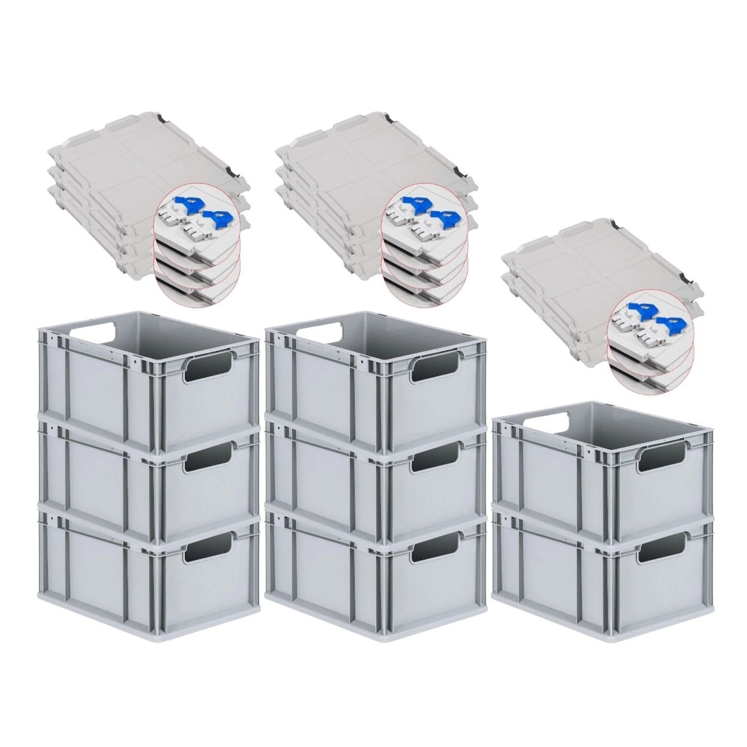PROREGAL Spar Set 8x Eurobox Nextgen Economy Mit Scharnierdeckel & Blauen Schiebeschnappverschlüssen Griffe Offen HxBxT 22 x 30 x 40 cm 20 Liter PROREGAL Spar Set 8x Eurobox Nextgen Economy Mit Scharnierdeckel & Blauen Schiebeschnappverschlüssen Griffe Offen HxBxT 22 x 30 x 40 cm 20 Liter von PROREGAL