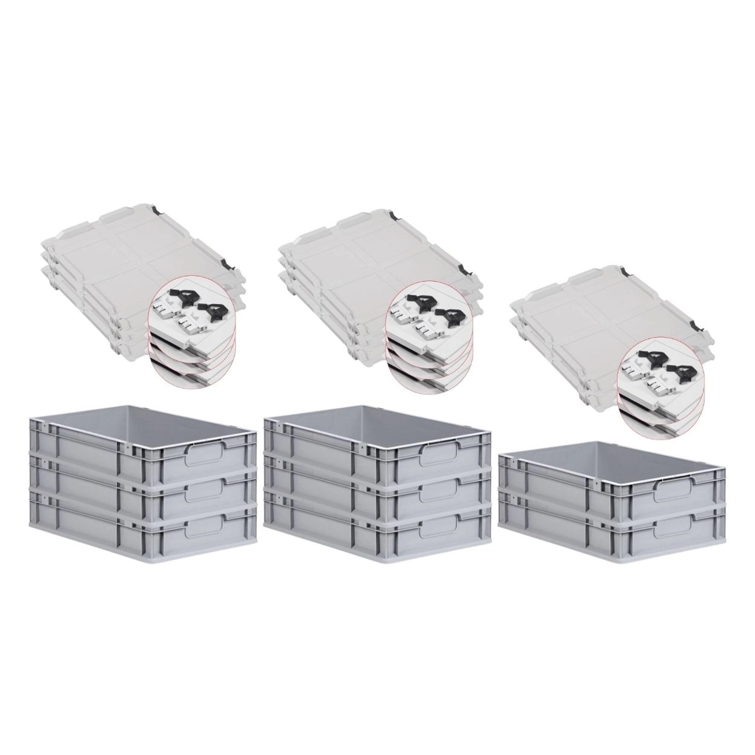 PROREGAL Spar Set 8x Eurobox Nextgen Economy Mit Scharnierdeckel & Schwarzen Schiebeschnappverschlüssen Griffe Geschlossen HxBxT 12 x 40 x 60 cm PROREGAL Spar Set 8x Eurobox Nextgen Economy Mit Scharnierdeckel & Schwarzen Schiebeschnappverschlüssen Griffe Geschlossen HxBxT 12 x 40 x 60 cm von PROREGAL