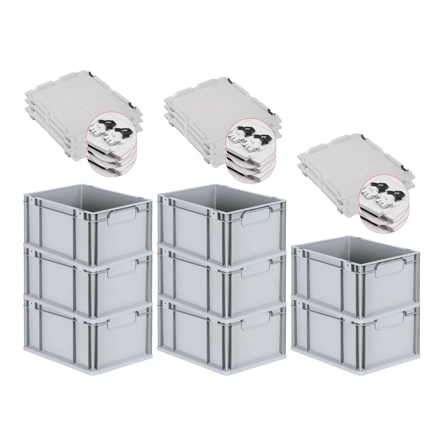 PROREGAL Spar Set 8x Eurobox Nextgen Economy Mit Scharnierdeckel & Schwarzen Schiebeschnappverschlüssen Griffe Geschlossen HxBxT 22 x 30 x 40 cm PROREGAL Spar Set 8x Eurobox Nextgen Economy Mit Scharnierdeckel & Schwarzen Schiebeschnappverschlüssen Griffe Geschlossen HxBxT 22 x 30 x 40 cm von PROREGAL