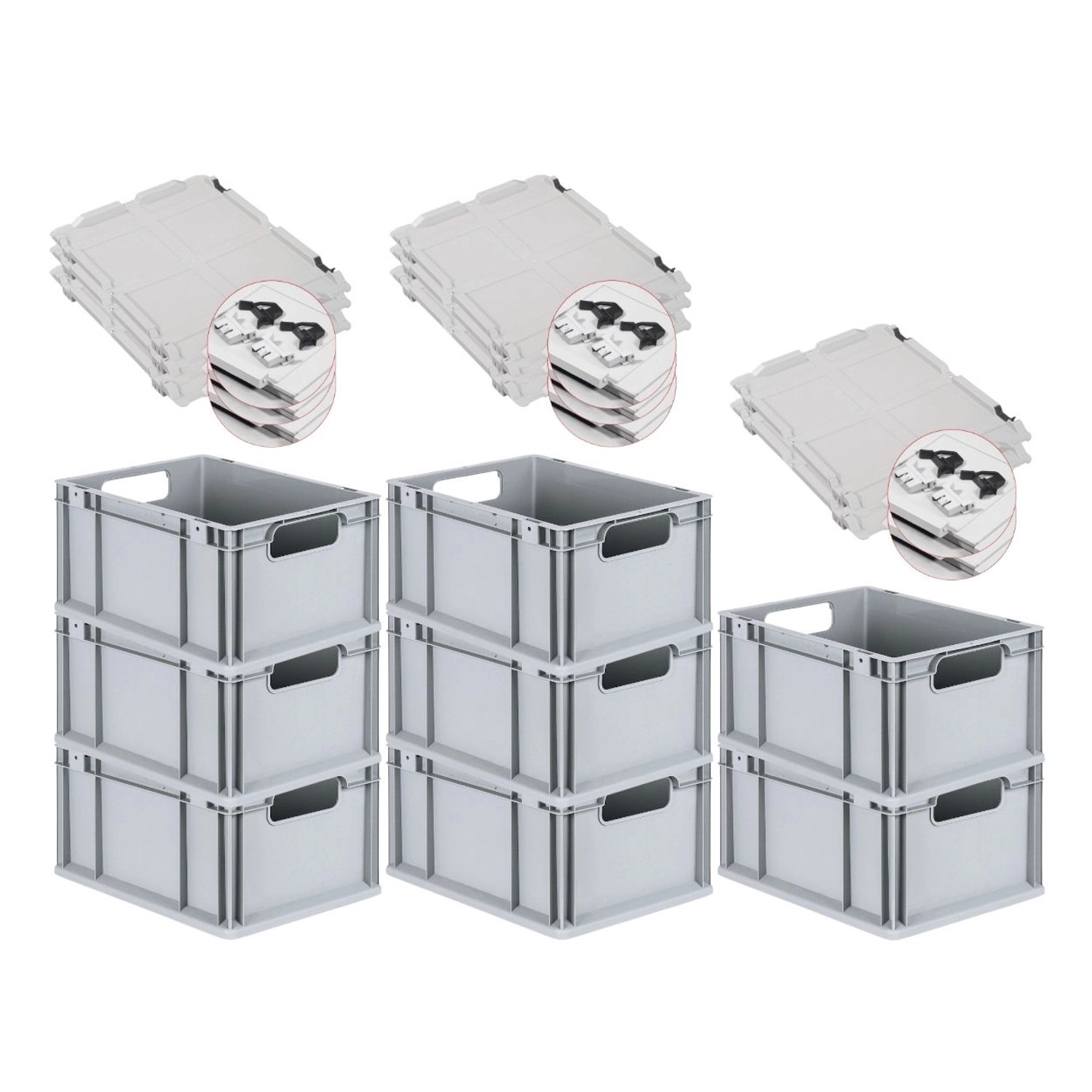 PROREGAL Spar Set 8x Eurobox Nextgen Economy Mit Scharnierdeckel & Schwarzen Schiebeschnappverschlüssen Griffe Offen HxBxT 22 x 30 x 40 cm 20 Liter PROREGAL Spar Set 8x Eurobox Nextgen Economy Mit Scharnierdeckel & Schwarzen Schiebeschnappverschlüssen Griffe Offen HxBxT 22 x 30 x 40 cm 20 Liter von PROREGAL
