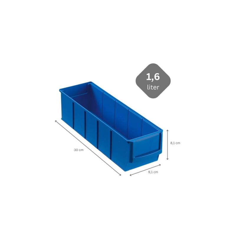 PROREGAL SparSet 10x Blaue Industriebox 300 S HxBxT 8,1 x 9,1 x 30 cm 1,6 Liter Sortimentskasten von PROREGAL