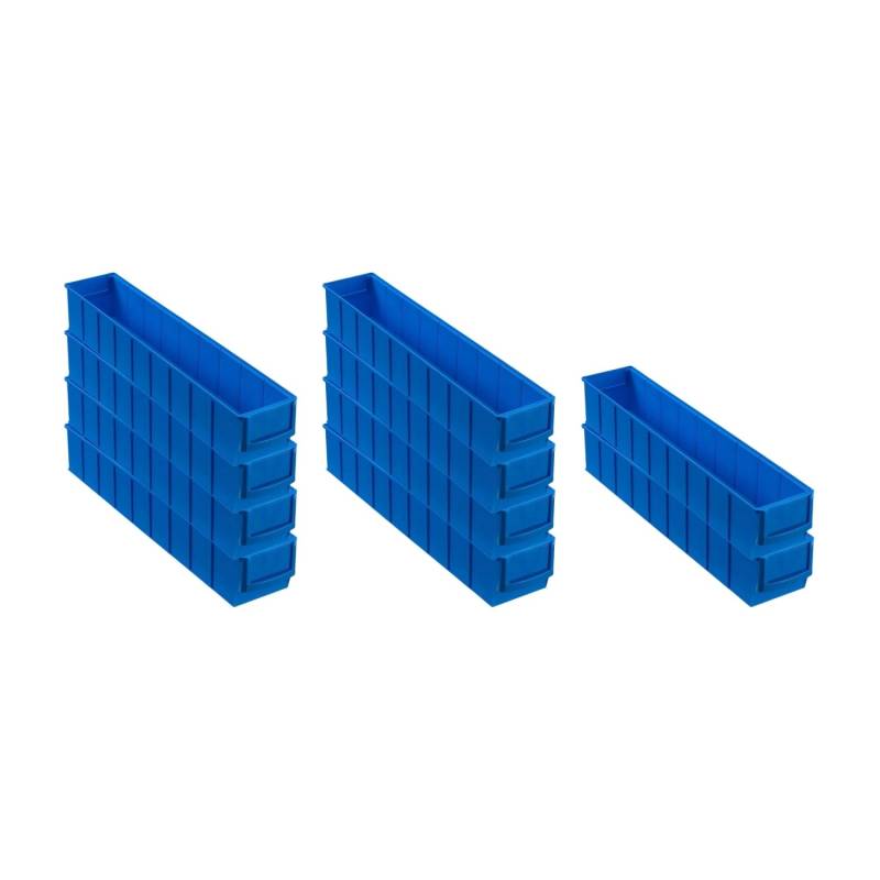 PROREGAL SparSet 10x Blaue Industriebox 500 S HxBxT 8,1 x 9,1 x 50 cm 2,8 Liter Sortimentskasten von PROREGAL