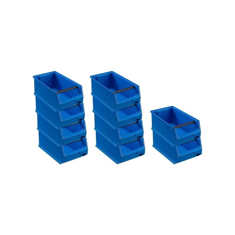 PROREGAL SparSet 10x Blaue Sichtlagerbox 4,1 mit Griffstange HxBxT 15 x 20 x 35 cm 7,2 Liter Sichtlagerbehälter von PROREGAL