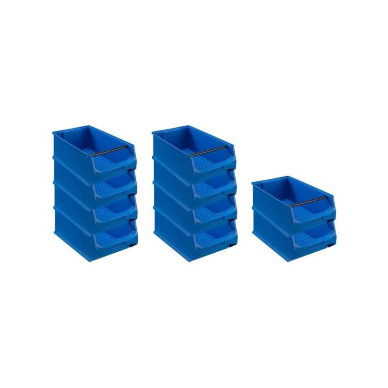 PROREGAL SparSet 10x Blaue Sichtlagerbox 5,1 mit Griffstange HxBxT 20 x 30 x 50 cm 21,8 Liter Sichtlagerbehälter von PROREGAL