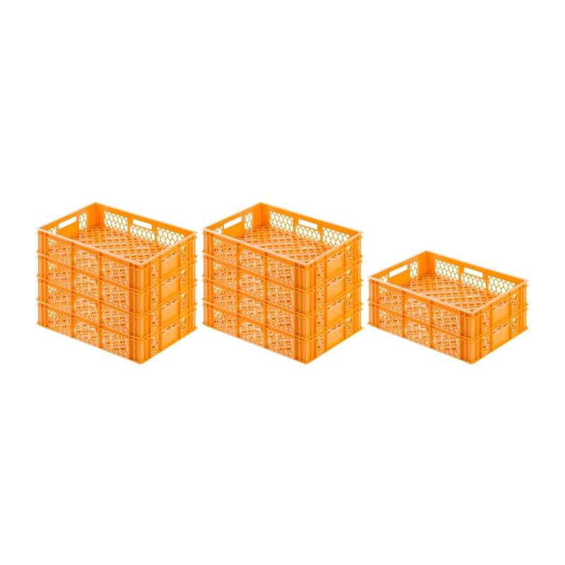 PROREGAL SparSet 10x Eurobehälter Bäcker- und Konditorenkasten HxBxT 13 x 40 x 60 24 Liter Gelb-Orange Brötchenkiste Stapelbare Bäckerkiste von PROREGAL