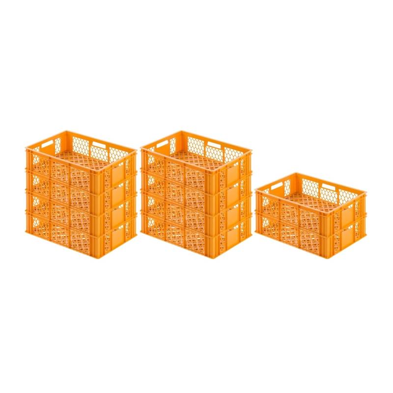 SparSet 10 x Eurobehälter Bäcker- und Konditorenkasten HxBxT 17,1 x 40 x 60 33 Liter Gelb-Orange Brötchenkiste Sstapelbare Bäckerkiste von PROREGAL