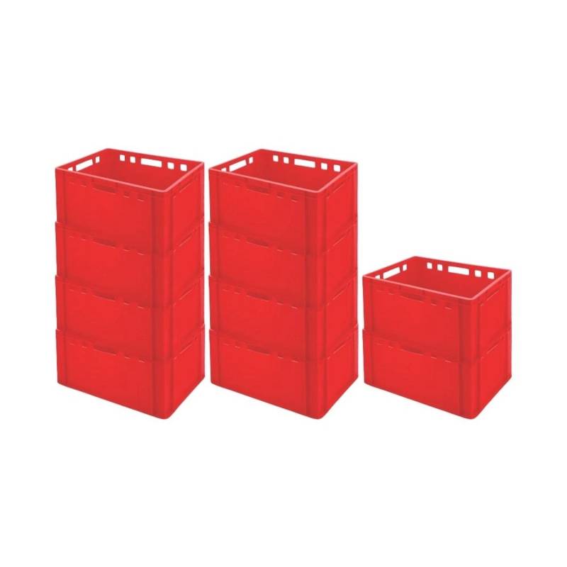 PROREGAL SparSet 10x Eurobehälter Fleischerkasten E3 HxBxT 30 x 40 x 60 cm 59 Liter Rot Fleischerkiste Fleischkiste Metzgerkiste Fleischbehälter von PROREGAL