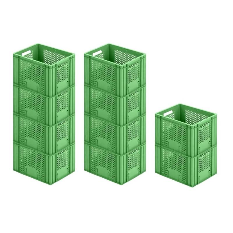 SparSet 10 x Eurobehälter Obst- und Gemüsekasten HxBxT 27,2 x 30 x 40 cm 26 Liter Grün Obst-Gemüsekiste Obstkorb Transportbox von PROREGAL