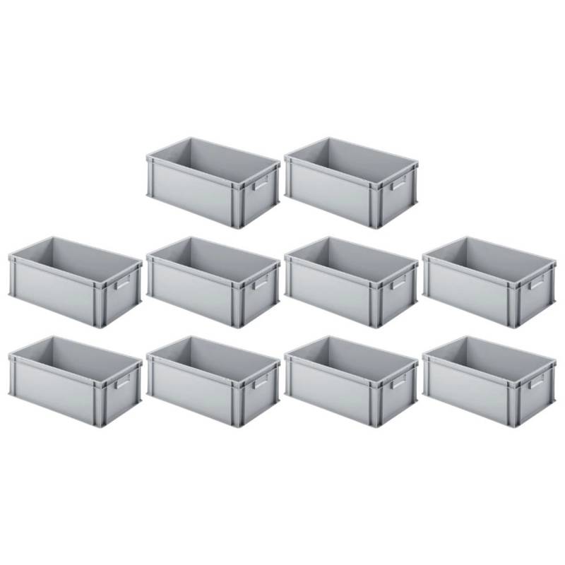 PROREGAL SparSet 10x Eurobehälter mit Geschlossenem Griff HxBxT 22 x 40 x 60 cm 38 Liter Grau Eurobox Transportbox von PROREGAL