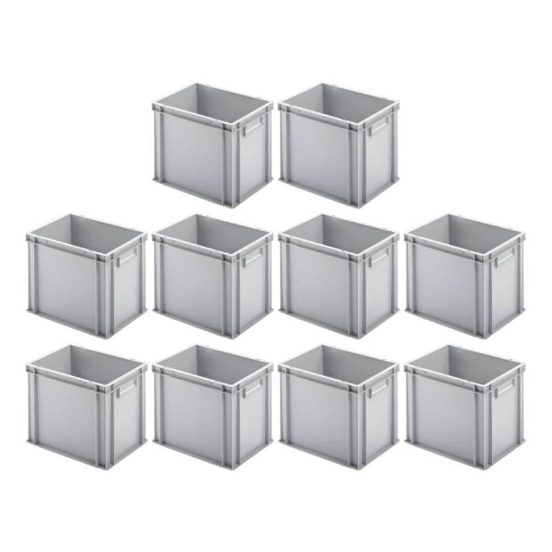 PROREGAL SparSet 10x Eurobehälter mit Geschlossenem Griff HxBxT 32 x 30 x 40 cm 29 Liter Grau Eurobox Transportbox von PROREGAL