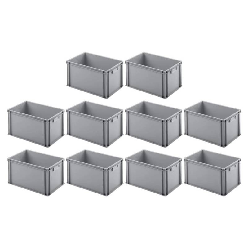 PROREGAL SparSet 10x Eurobehälter mit Geschlossenem Griff HxBxT 32 x 40 x 60 cm 56 Liter Grau Eurobox Transportbox von PROREGAL