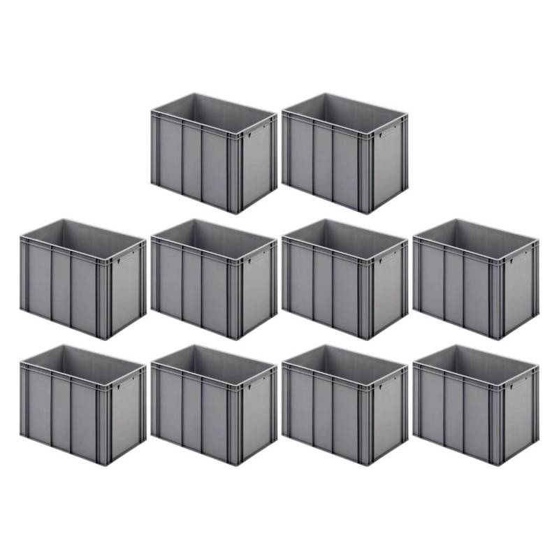 PROREGAL SparSet 10x Eurobehälter mit Geschlossenem Griff HxBxT 42 x 40 x 60 cm 70 Liter Grau Eurobox Transportbox von PROREGAL