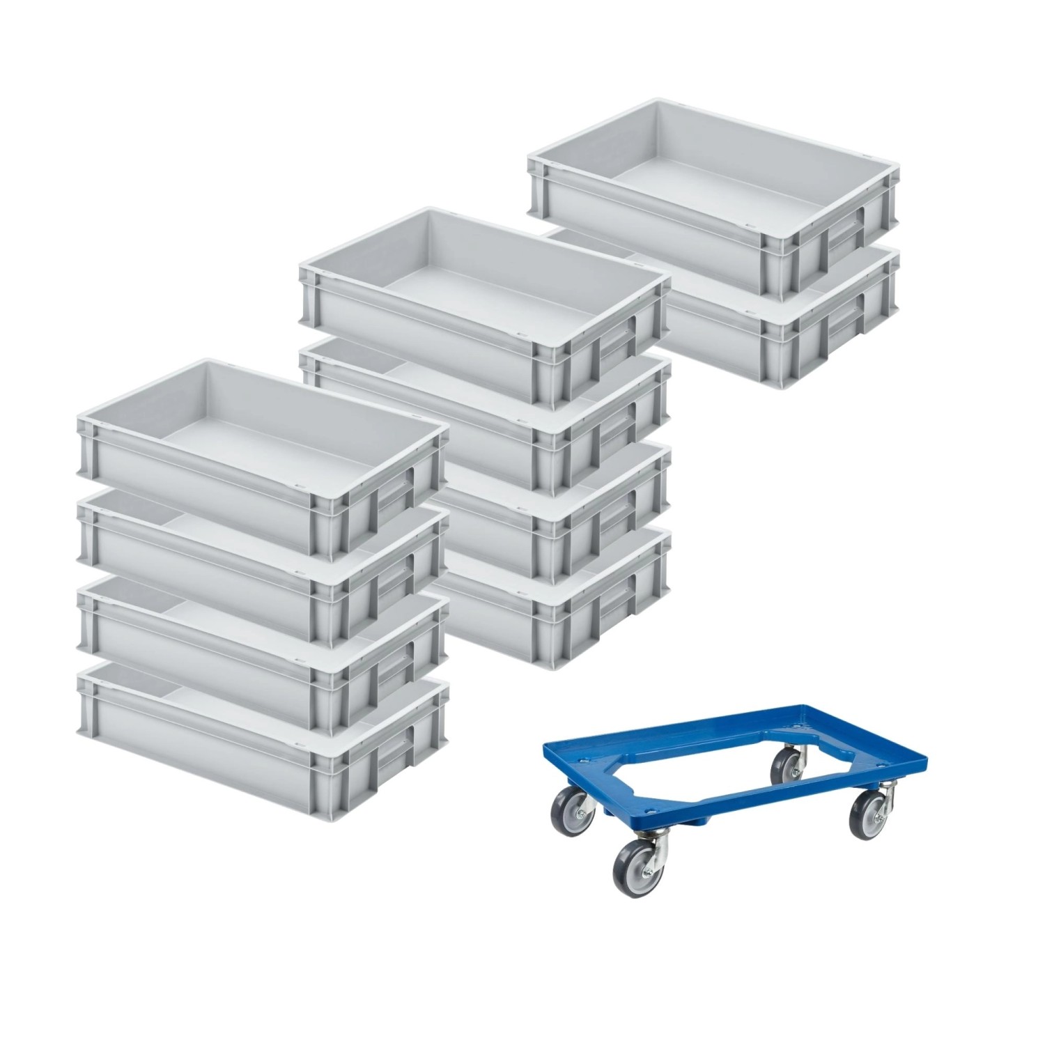 PROREGAL SparSet 10x Eurobehälter mit Geschlossenem Griff und 1 x Transportroller Blau HxBxT 12 x 40 x 60 cm 21 Liter Eurobox Transportbox PROREGAL SparSet 10x Eurobehälter mit Geschlossenem Griff und 1 x Transportroller Blau HxBxT 12 x 40 x 60 cm 21 Liter Eurobox Transportbox von PROREGAL