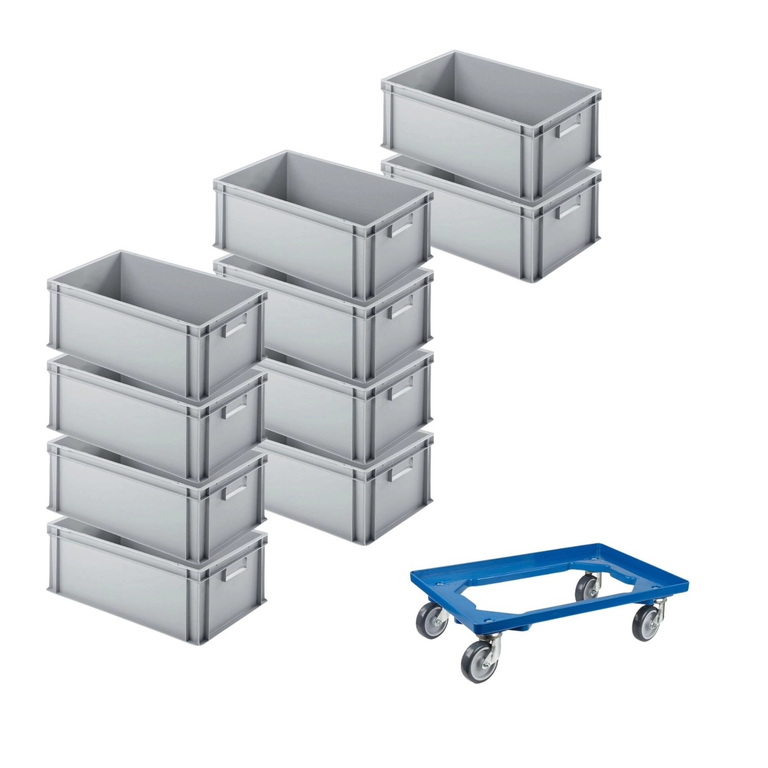 PROREGAL SparSet 10x Eurobehälter mit Geschlossenem Griff und 1 x Transportroller Blau HxBxT 22 x 40 x 60 cm 38 Liter Eurobox Transportbox PROREGAL SparSet 10x Eurobehälter mit Geschlossenem Griff und 1 x Transportroller Blau HxBxT 22 x 40 x 60 cm 38 Liter Eurobox Transportbox von PROREGAL