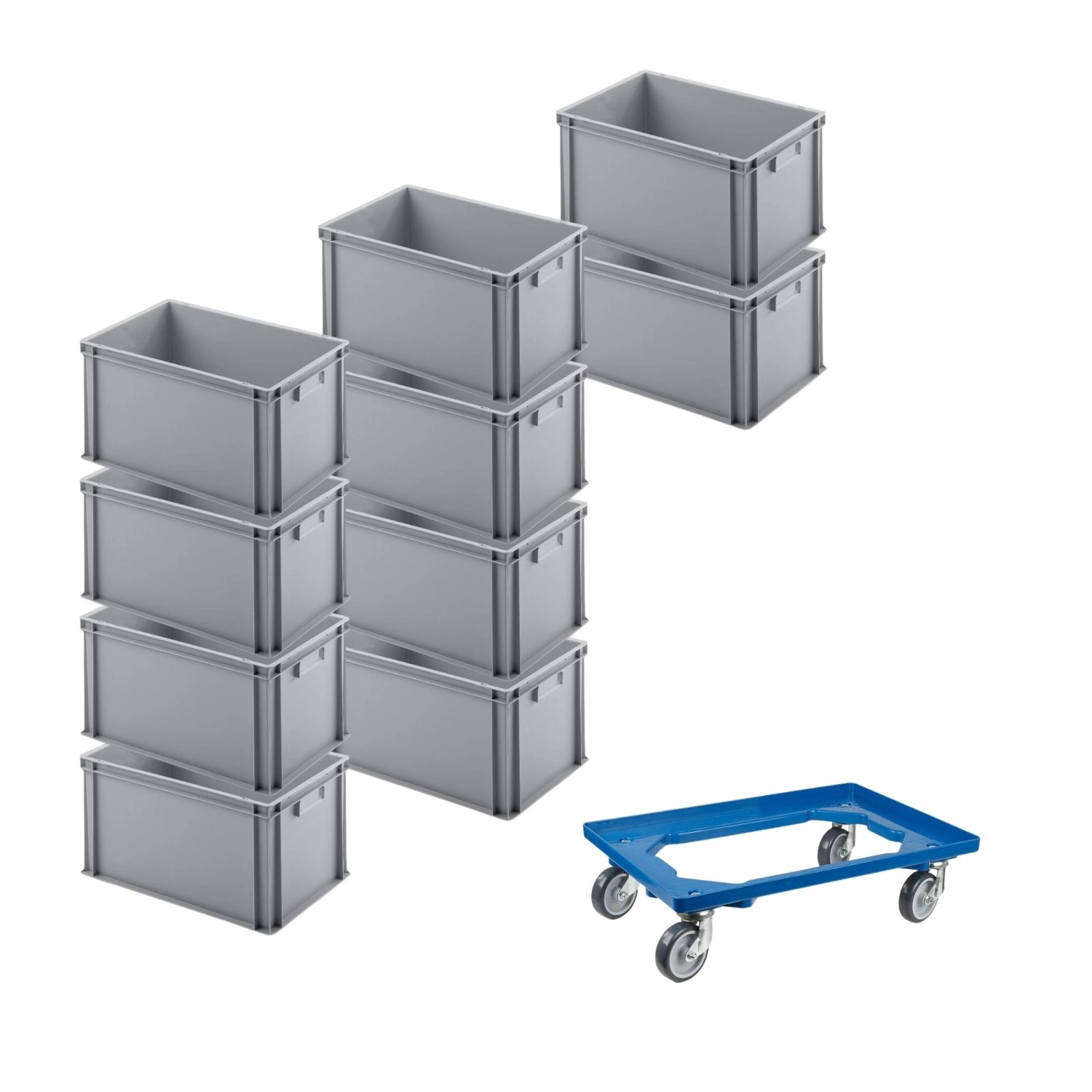 PROREGAL SparSet 10x Eurobehälter mit Geschlossenem Griff und 1 x Transportroller Blau HxBxT 32 x 40 x 60 cm 56 Liter Eurobox Transportbox PROREGAL SparSet 10x Eurobehälter mit Geschlossenem Griff und 1 x Transportroller Blau HxBxT 32 x 40 x 60 cm 56 Liter Eurobox Transportbox von PROREGAL