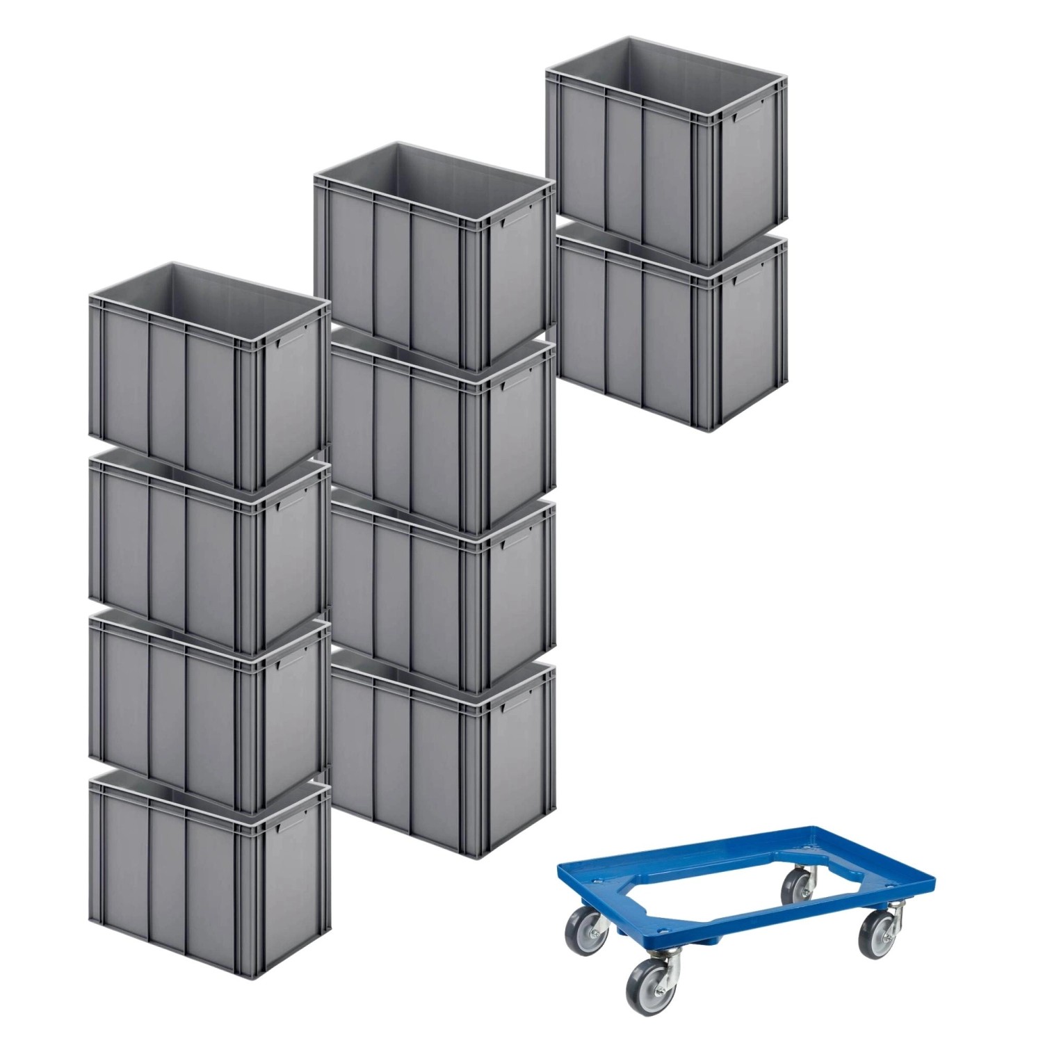 PROREGAL SparSet 10x Eurobehälter mit Geschlossenem Griff und 1 x Transportroller Blau HxBxT 42 x 40 x 60 cm 70 Liter Eurobox Transportbox PROREGAL SparSet 10x Eurobehälter mit Geschlossenem Griff und 1 x Transportroller Blau HxBxT 42 x 40 x 60 cm 70 Liter Eurobox Transportbox von PROREGAL