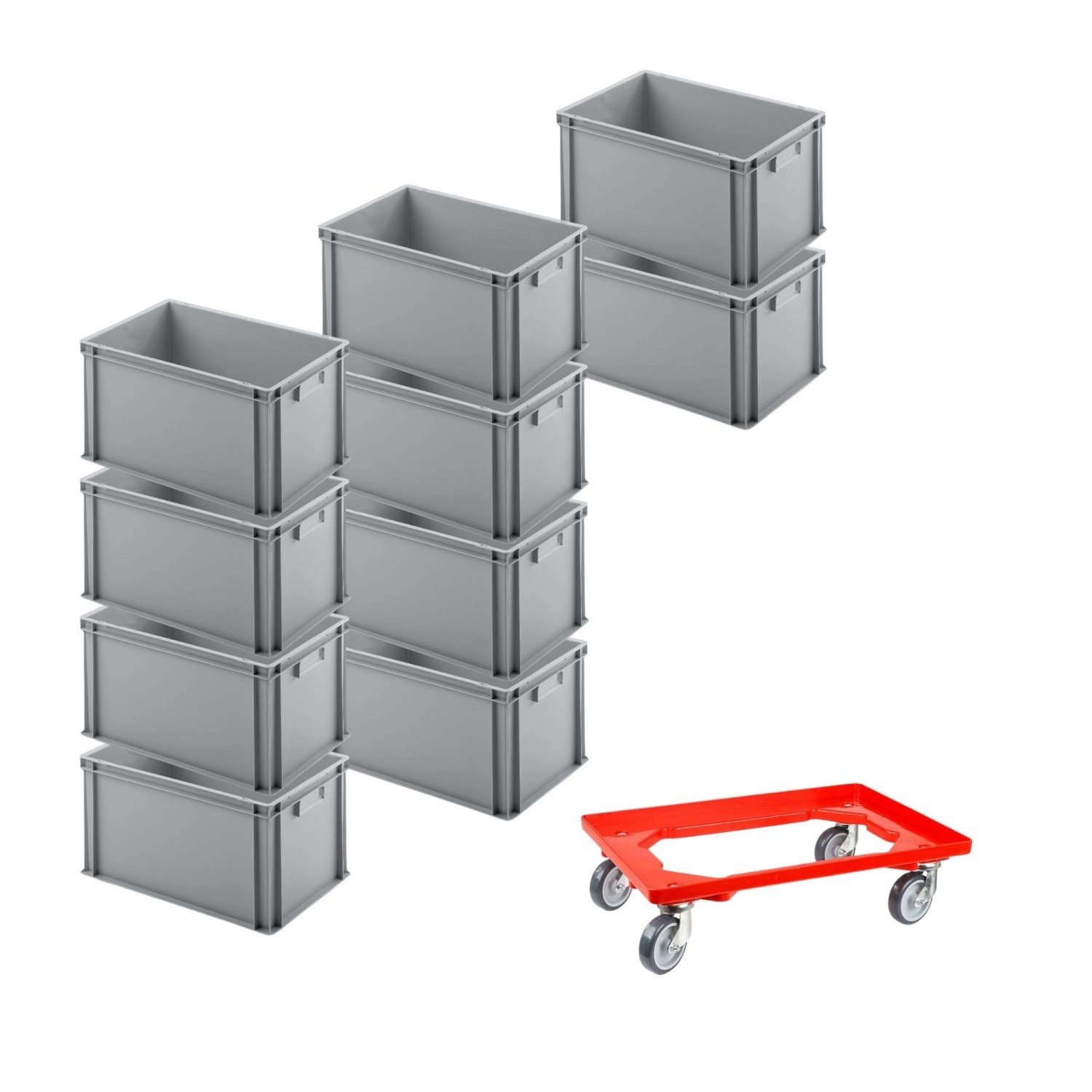 PROREGAL SparSet 10x Eurobehälter mit Geschlossenem Griff und 1 x Transportroller Rot HxBxT 32 x 40 x 60 cm 56 Liter Eurobox Transportbox PROREGAL SparSet 10x Eurobehälter mit Geschlossenem Griff und 1 x Transportroller Rot HxBxT 32 x 40 x 60 cm 56 Liter Eurobox Transportbox von PROREGAL