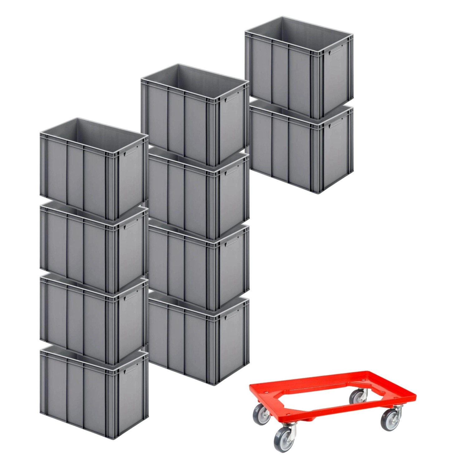 PROREGAL SparSet 10x Eurobehälter mit Geschlossenem Griff und 1 x Transportroller Rot HxBxT 42 x 40 x 60 cm 70 Liter Eurobox Transportbox PROREGAL SparSet 10x Eurobehälter mit Geschlossenem Griff und 1 x Transportroller Rot HxBxT 42 x 40 x 60 cm 70 Liter Eurobox Transportbox von PROREGAL